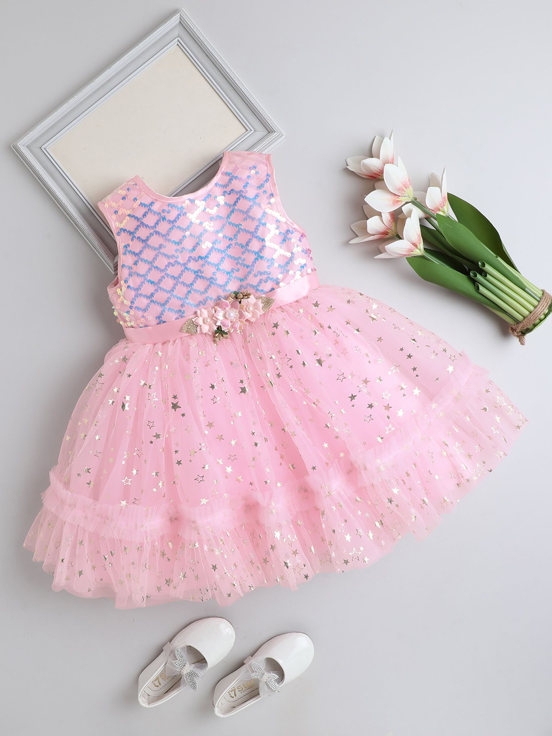 

The Magic Wand Embellished Fit & Flare Dress, Pink