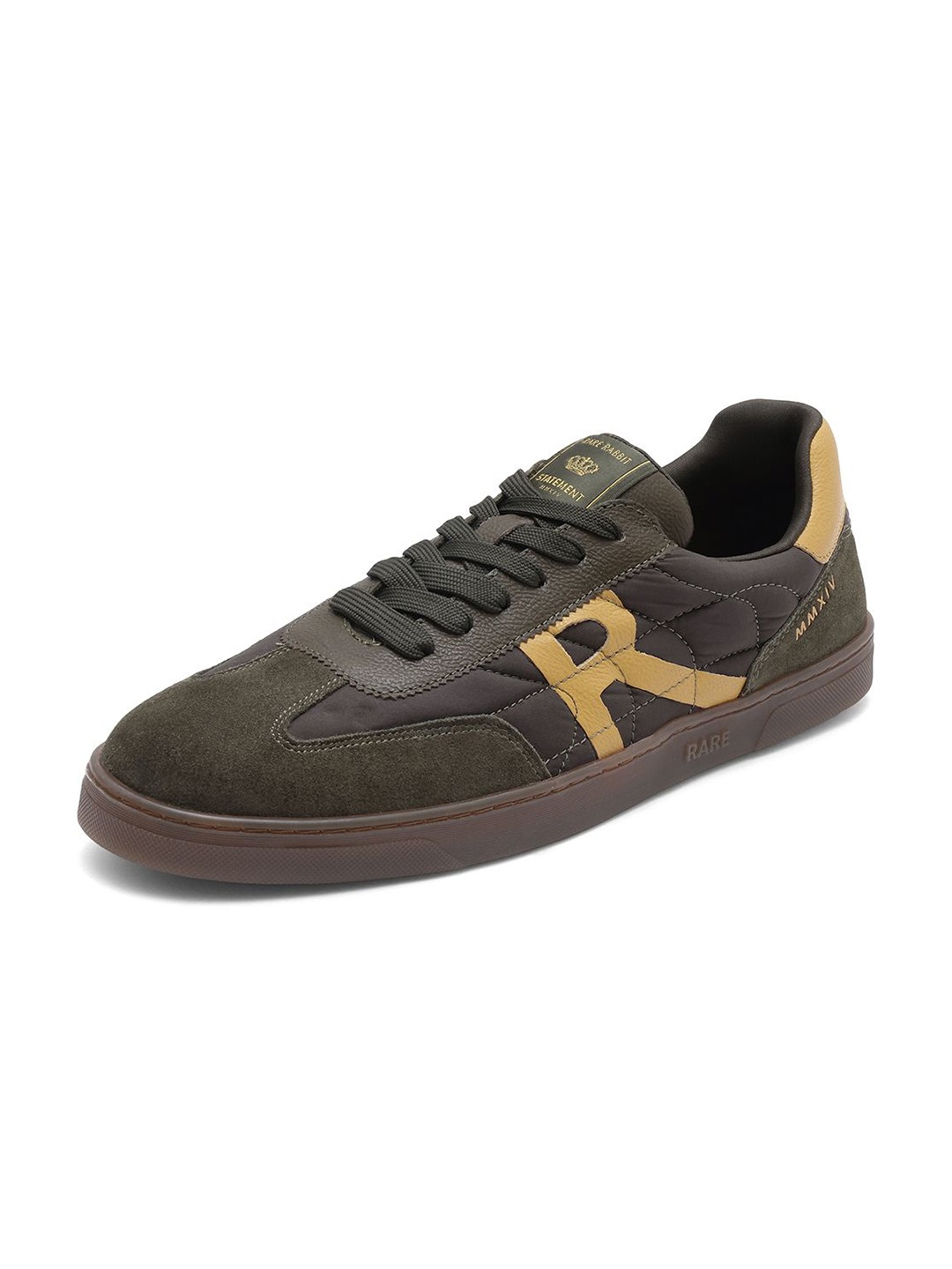 

RARE RABBIT Men Colourblocked Leather Lace-Ups Sneakers, Olive