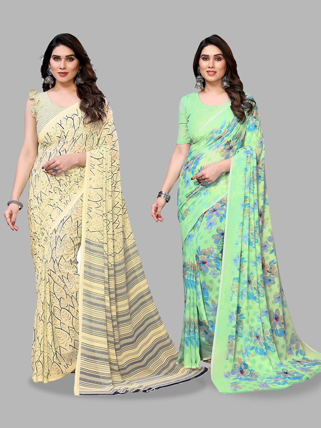 

Moda Rapido Floral Poly Georgette Saree, Green