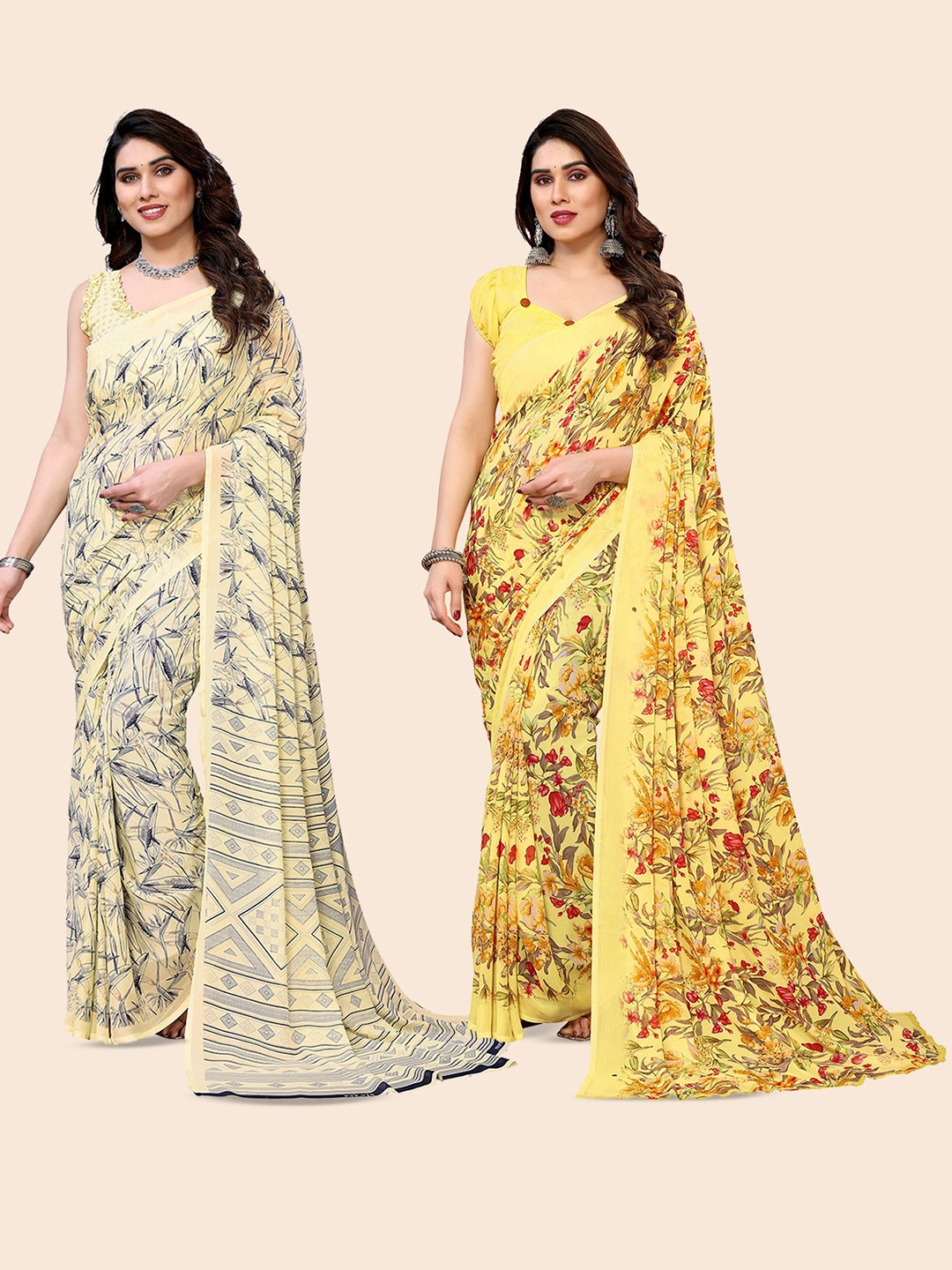 

Moda Rapido Floral Poly Georgette Saree, Yellow