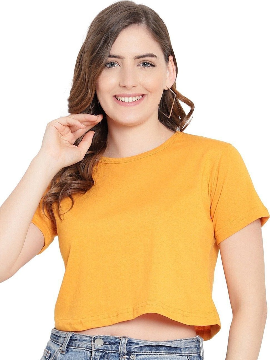 

DEEPMAYRA COLLECTION Women Cotton Crop Top, Yellow