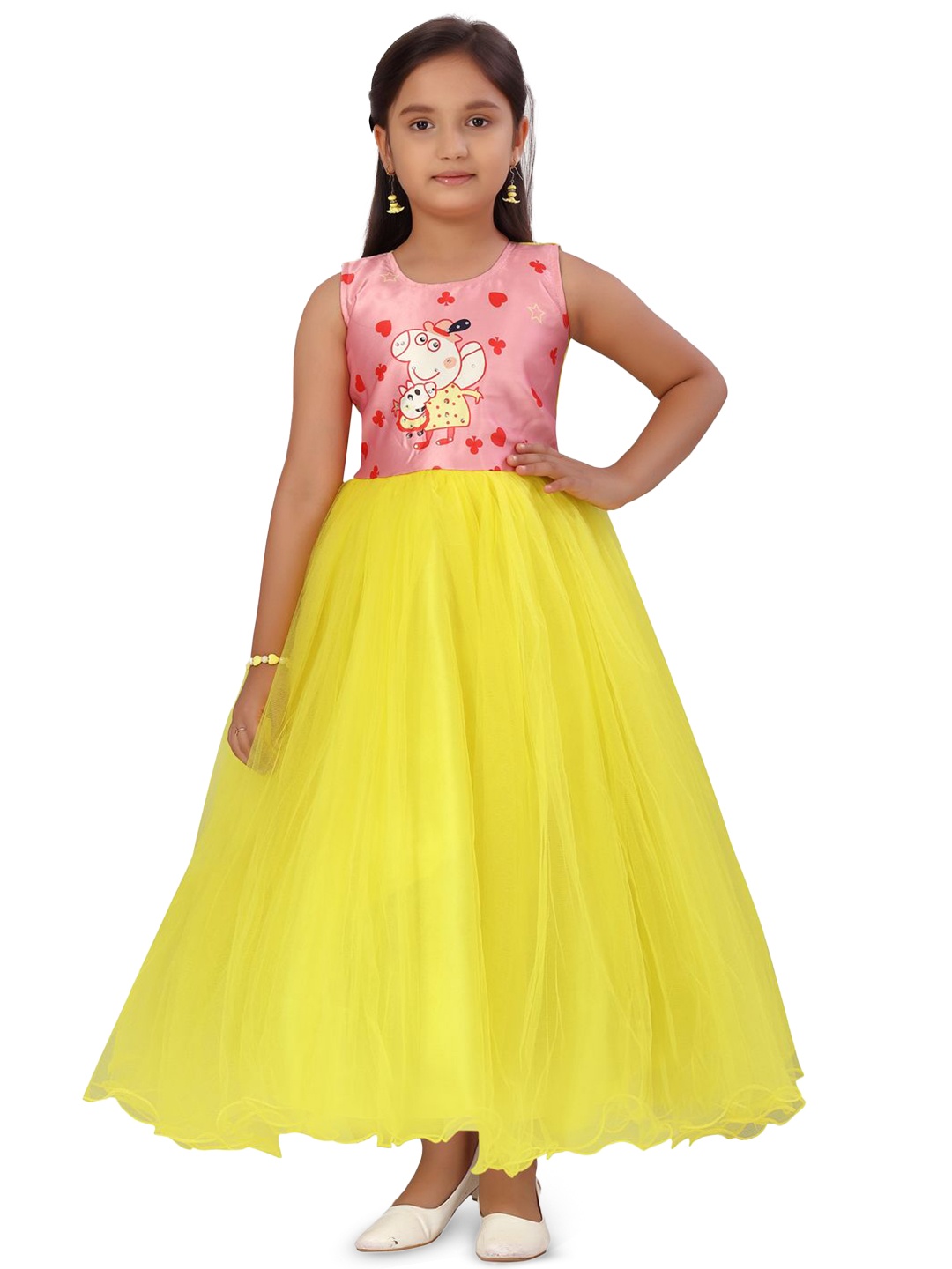 

BAESD Girls Printed Gown Maxi Dress, Yellow