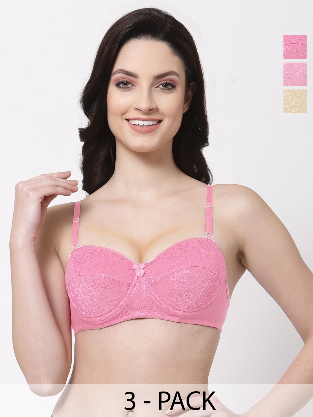 

SHYAM SONS FLAIR Bralette Bra Full Coverage Lightly Padded, Pink