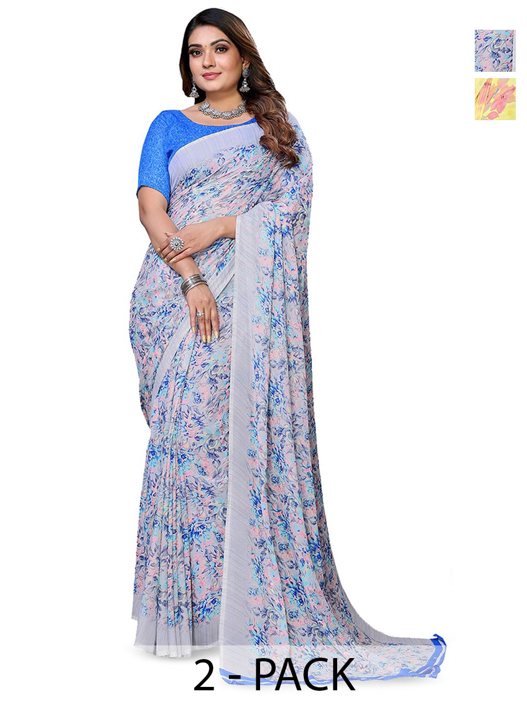 

Moda Rapido Floral Poly Georgette Saree, Yellow