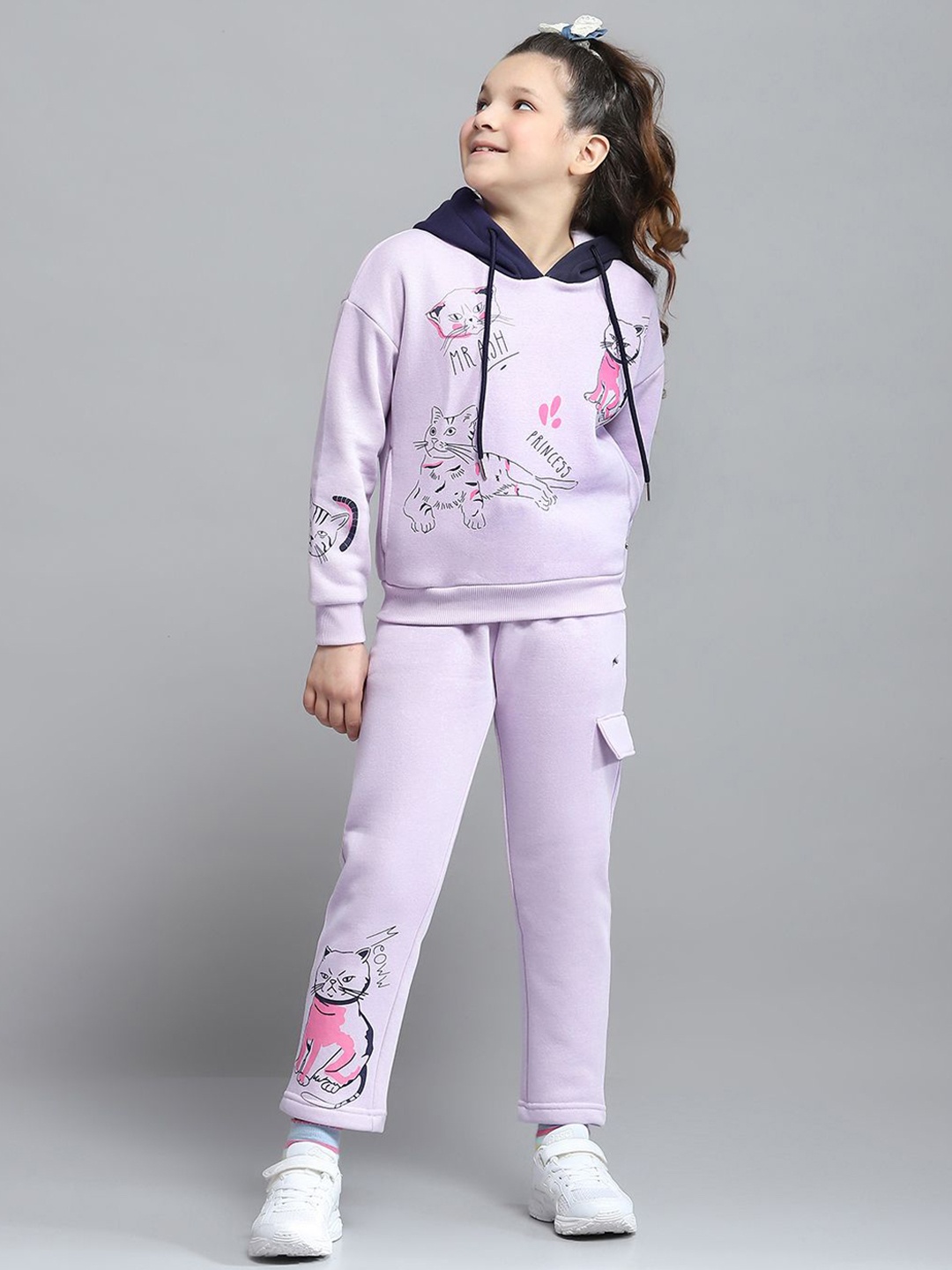 

Monte Carlo Girls Printed Hooded Long Sleeve Tracksuit, Lavender