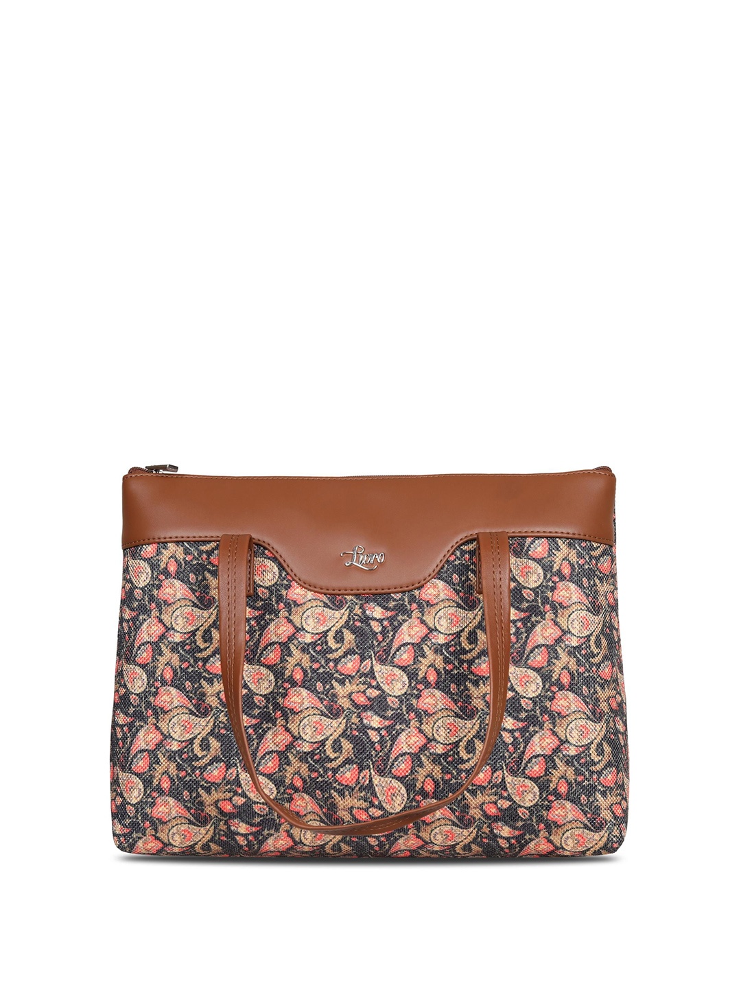

LIVRO Floral Structured Tote Bag, Brown