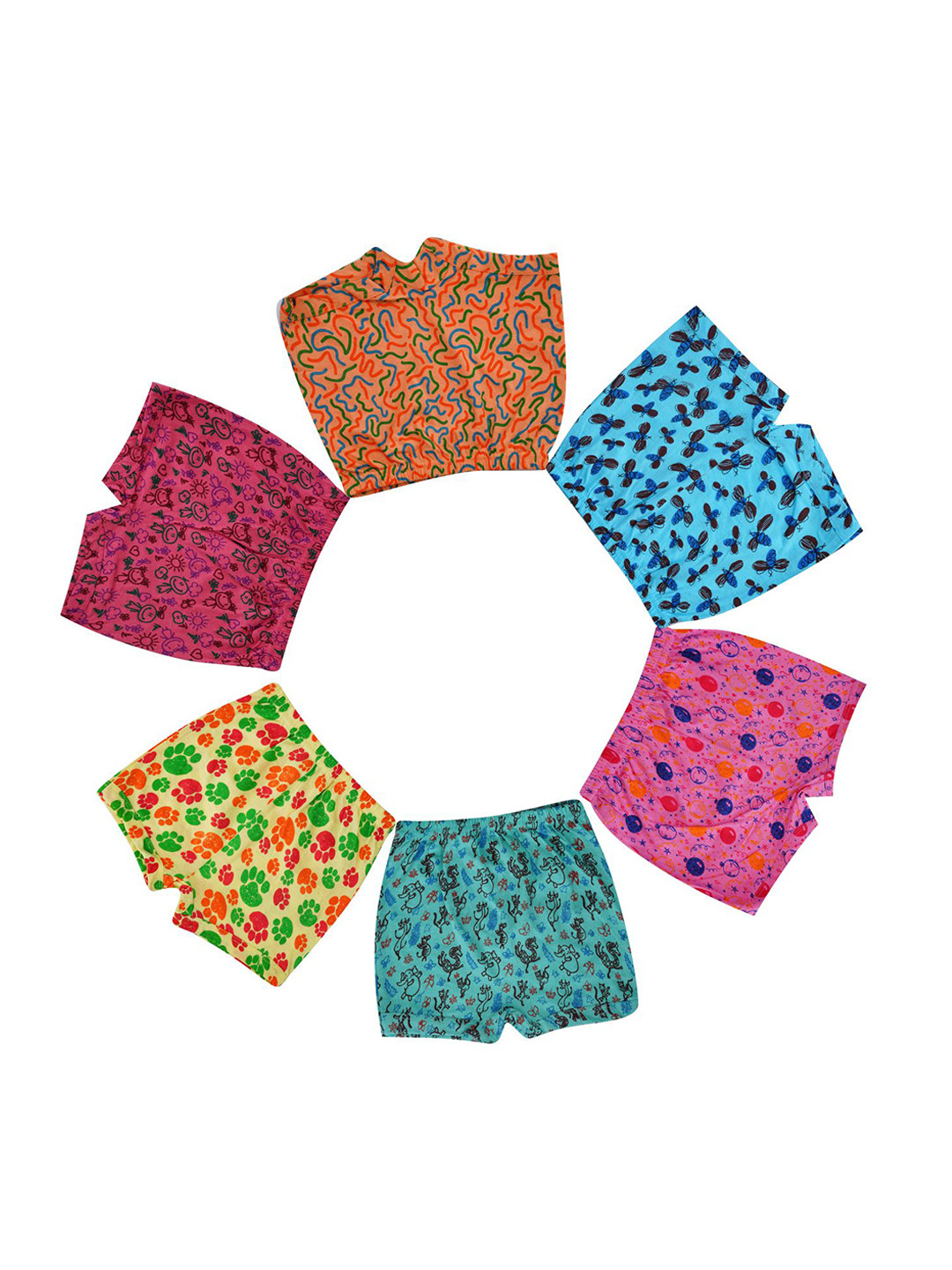 

YELLOWDELIGHT Girls Pack Of 6 Assorted Seamless Basic Briefs