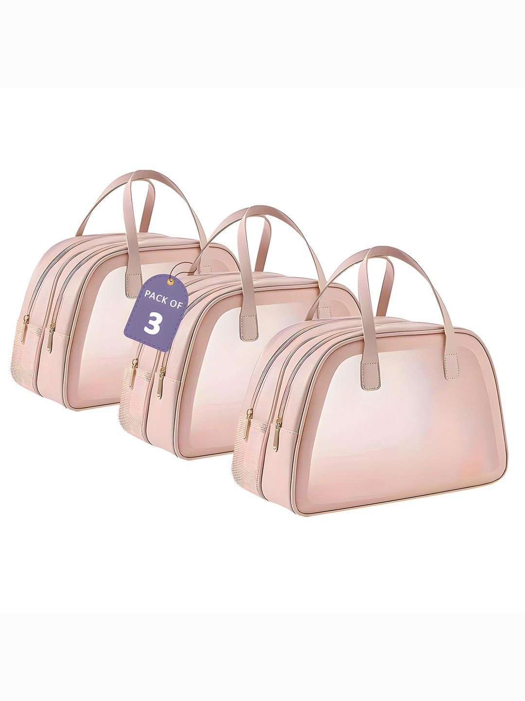 

Kuber Industries Set Of 3 Waterproof Cosmetic Pouch Travel Bags, Pink