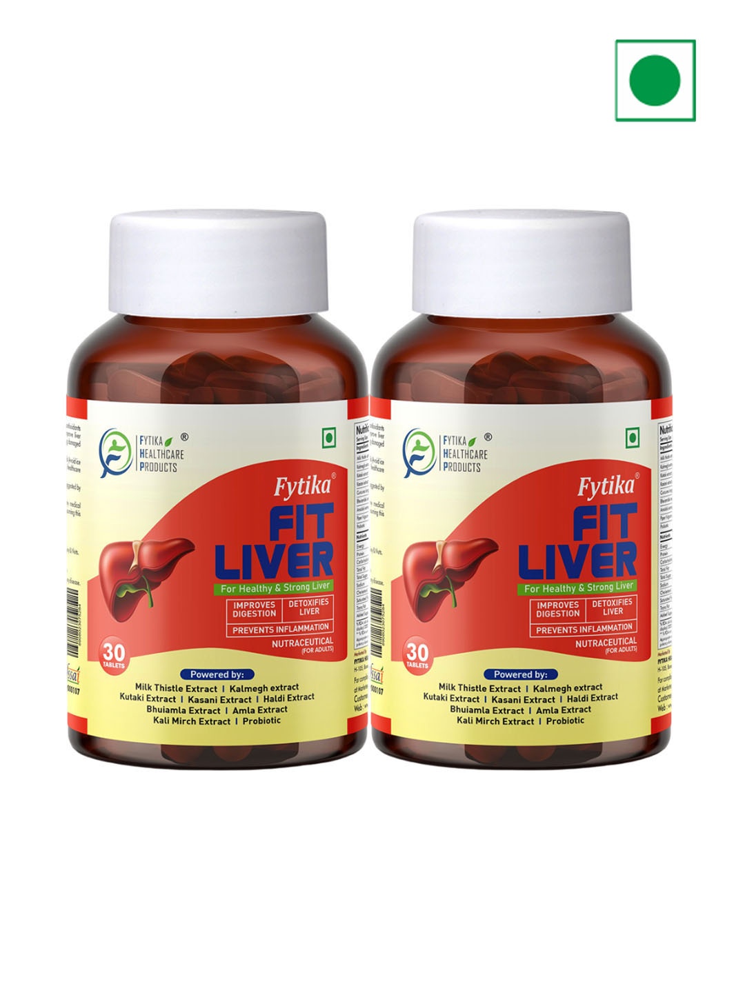 

FYTIKA Set Of 2 Fit Liver Detox With Milk Thistle Tablets - 30 Tablets Each, Red