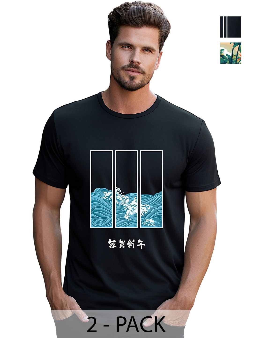 

BOWLIFESTYLE Men Graphic Printed Round Neck Cotton T-shirt, Black