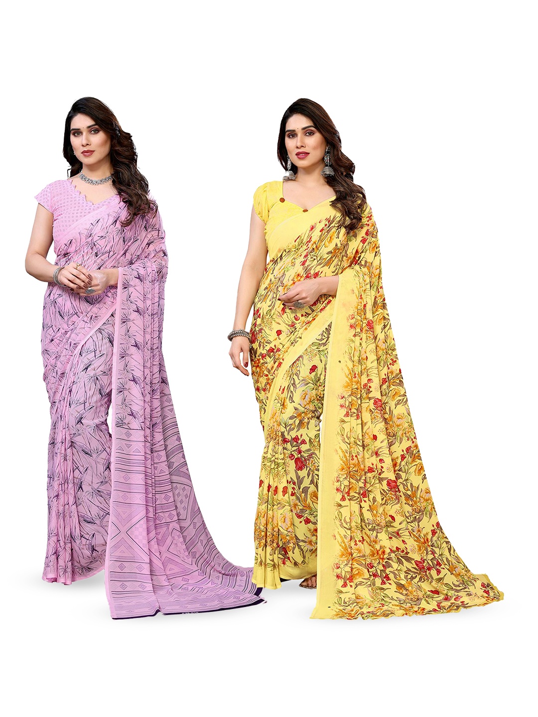 

Moda Rapido Floral Poly Georgette Saree, Yellow