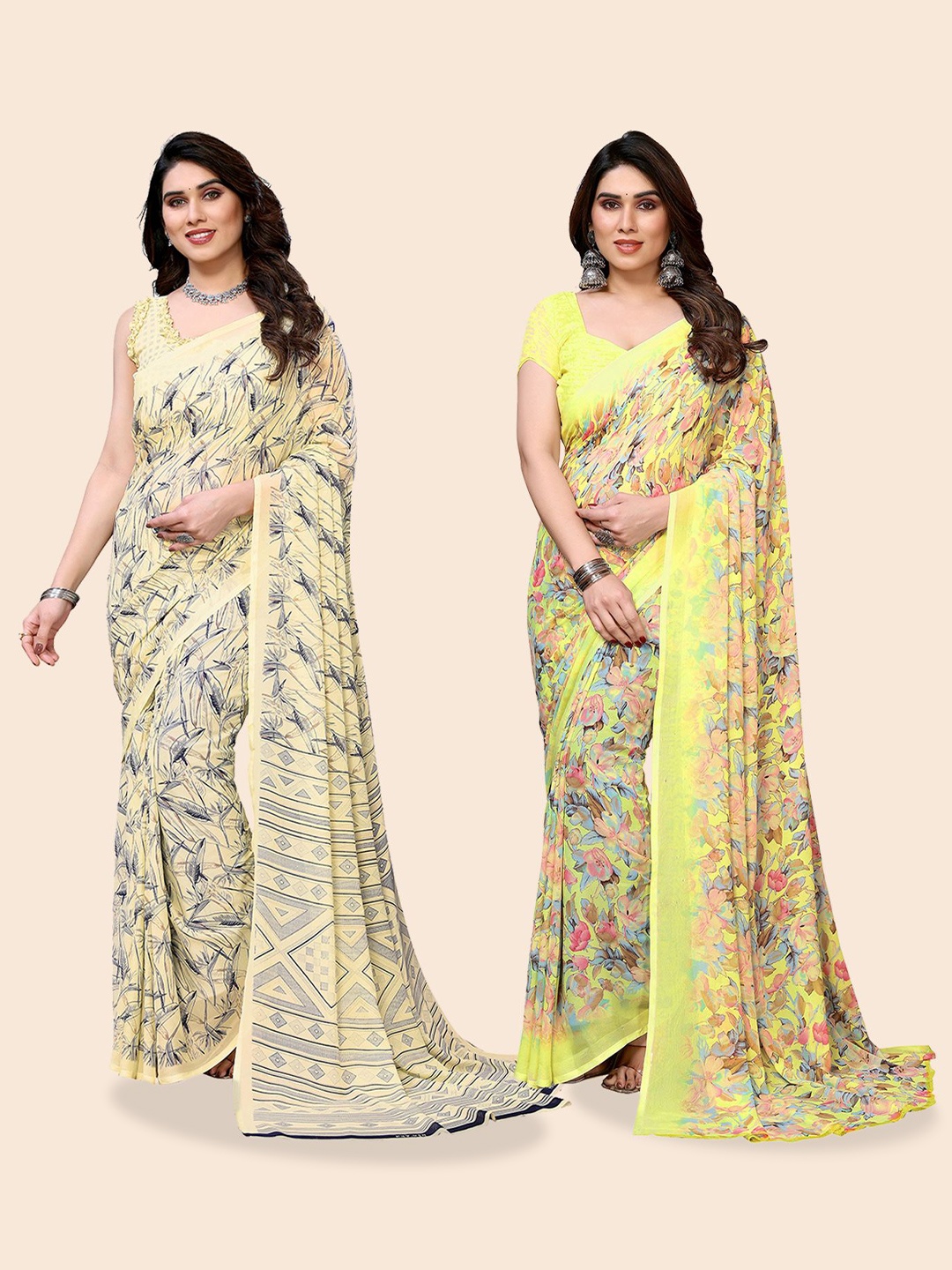 

Moda Rapido Floral Poly Georgette Saree, Yellow