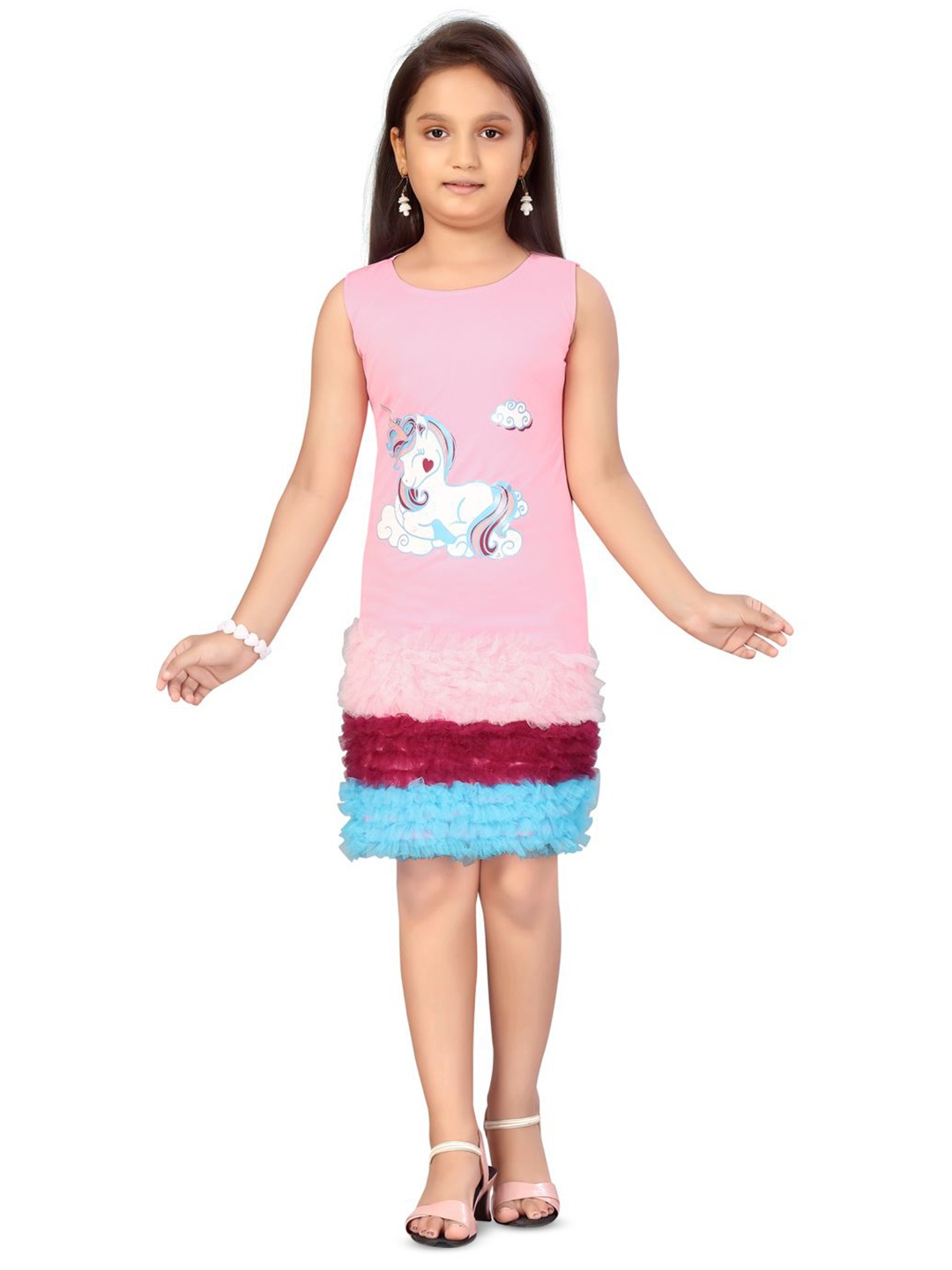 

HERE&NOW Floral Print Net A-Line Dress, Pink