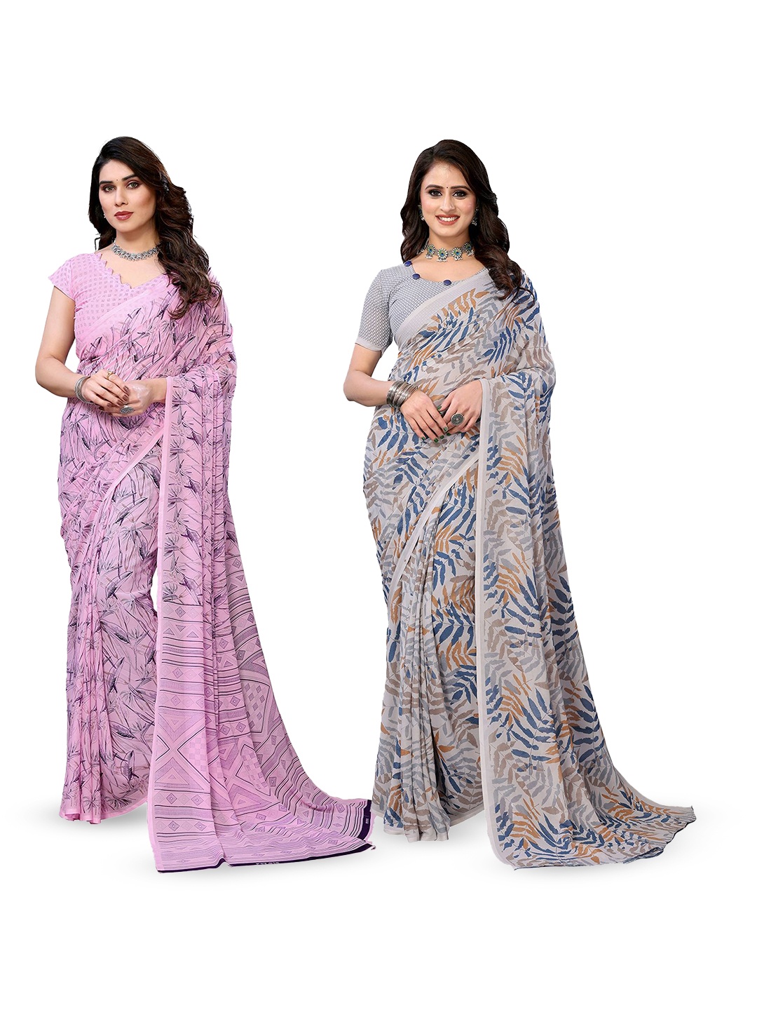 

Moda Rapido Floral Poly Georgette Saree, Pink
