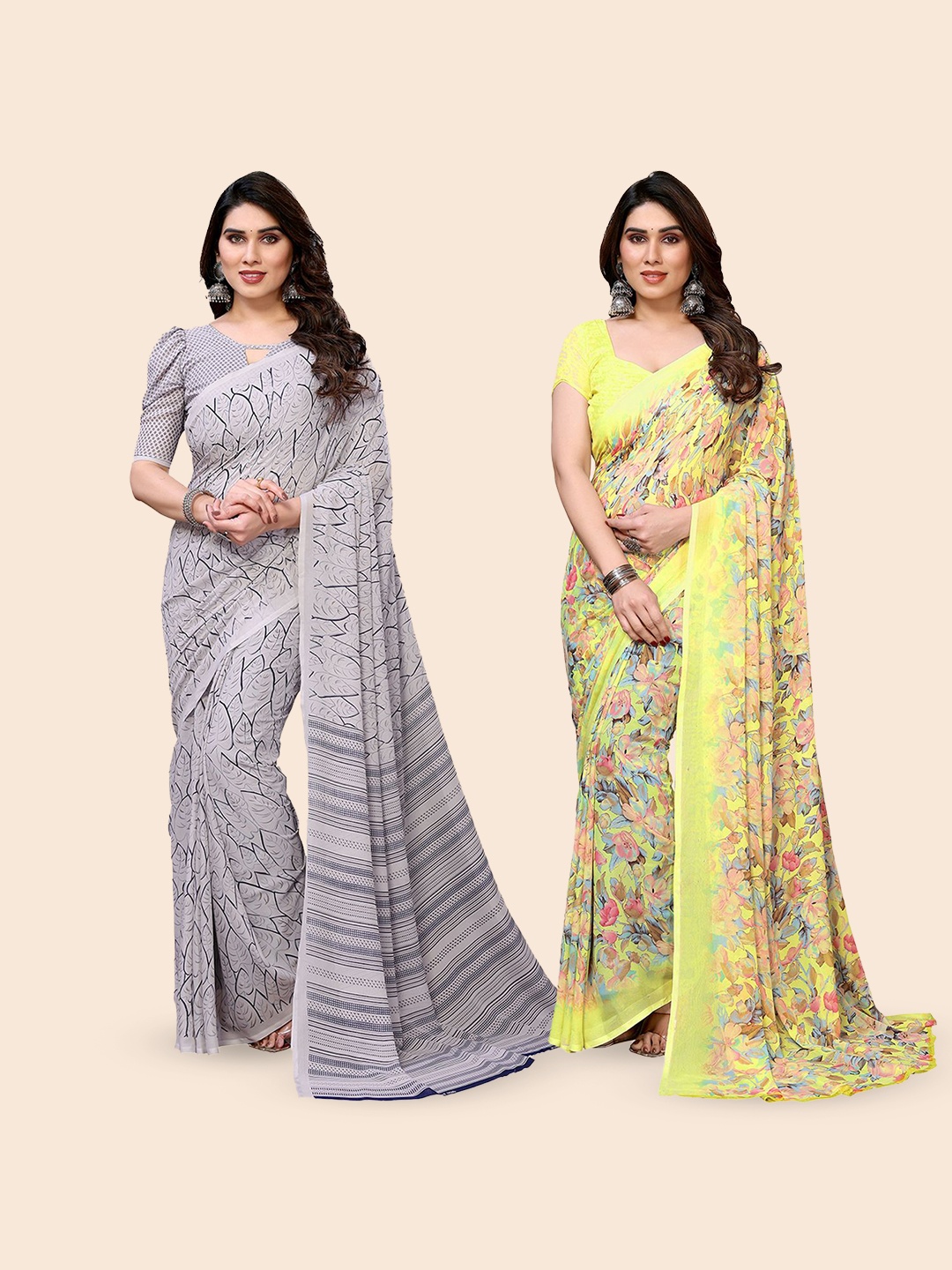 

Moda Rapido Floral Poly Georgette Saree, Yellow
