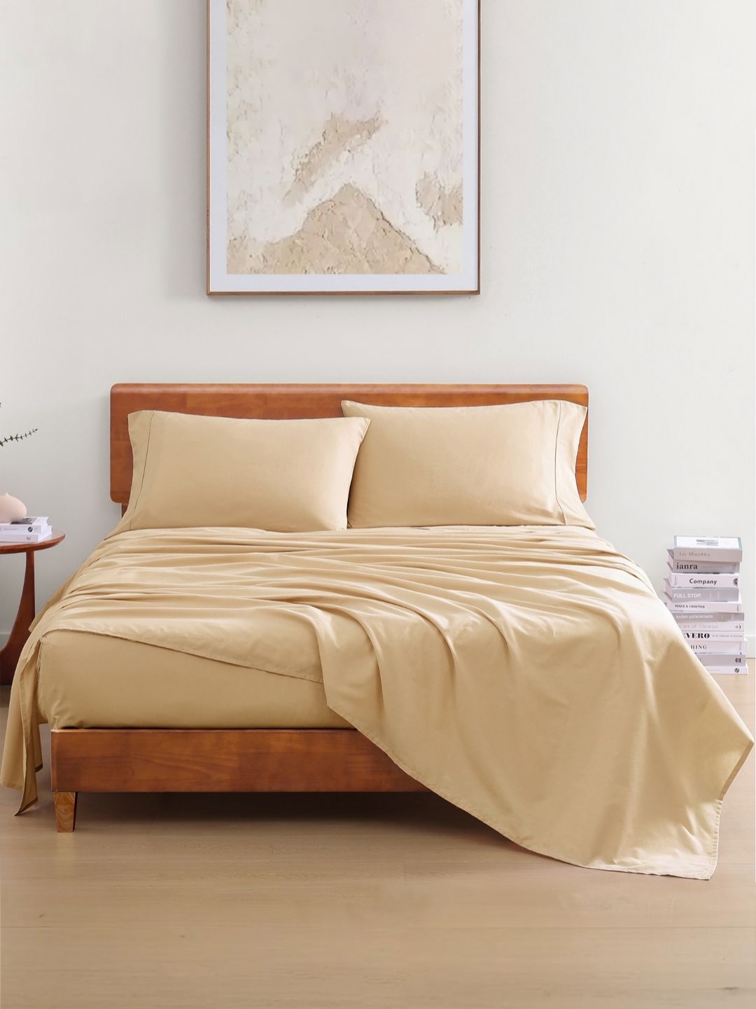 

LANE LINEN Beige 144 TC Queen Bedsheet with 2 Pillow Covers