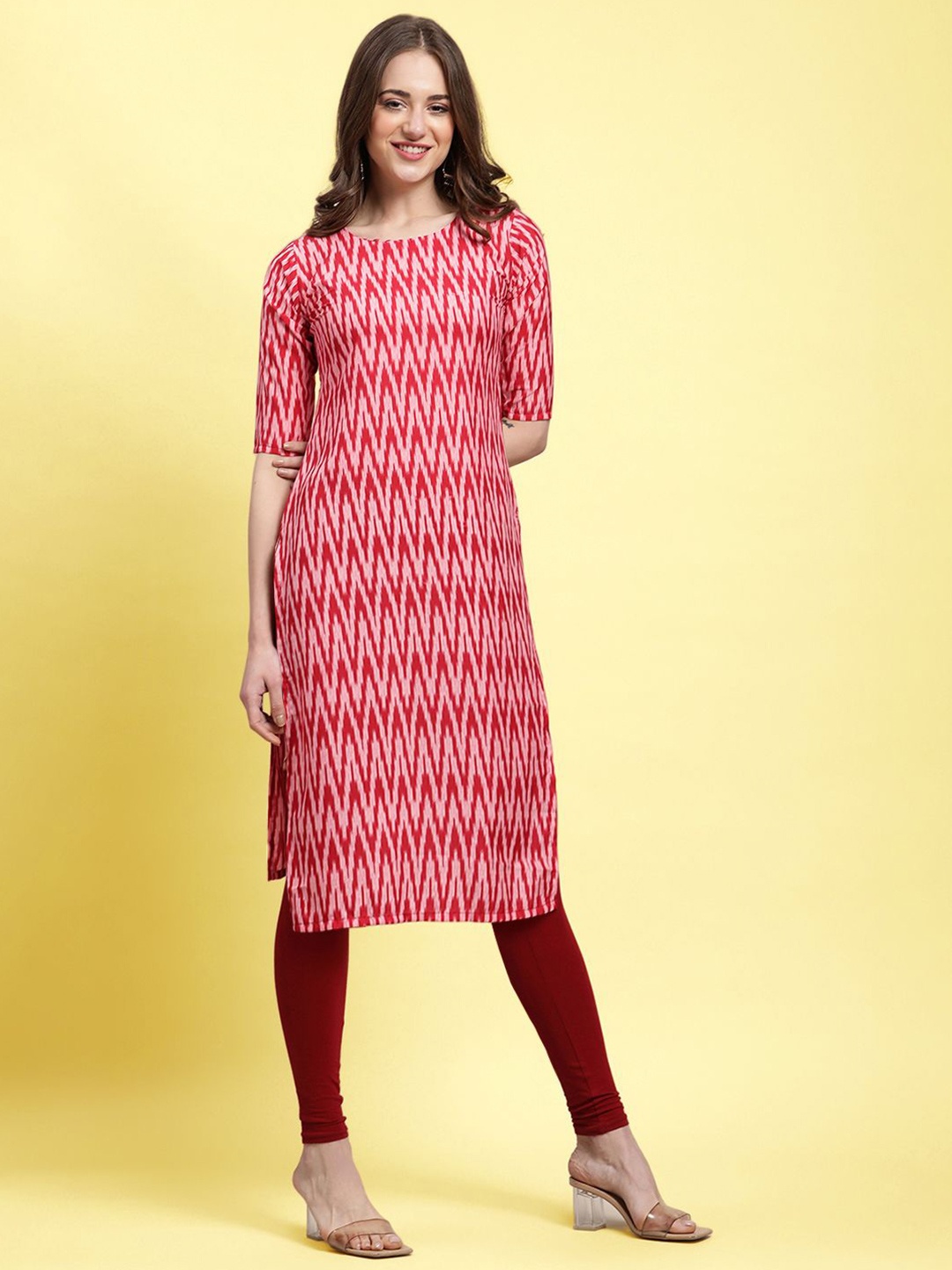 

Moda Rapido Women Printed Round Neck Kurta, Pink