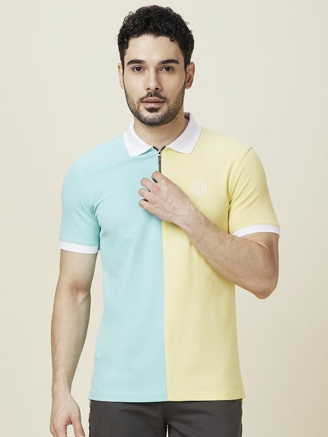 

Being Human Men Colourblocked Polo Collar Slim Fit T-shirt, Yellow
