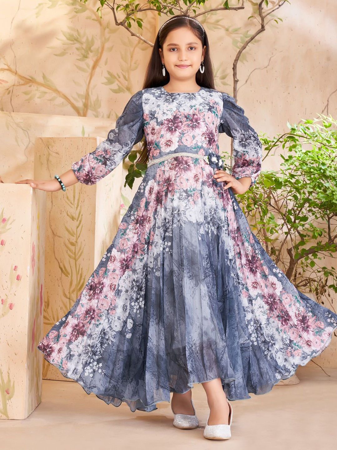 

HERE&NOW Tie and Dye Dyed Georgette Maxi Dress, Brown