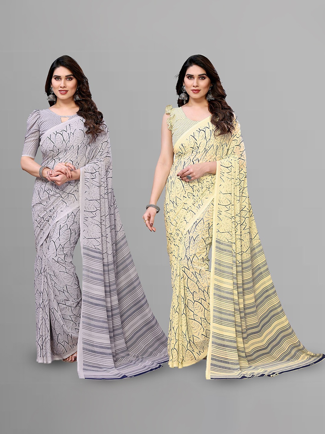 

Moda Rapido Floral Poly Georgette Saree, Yellow