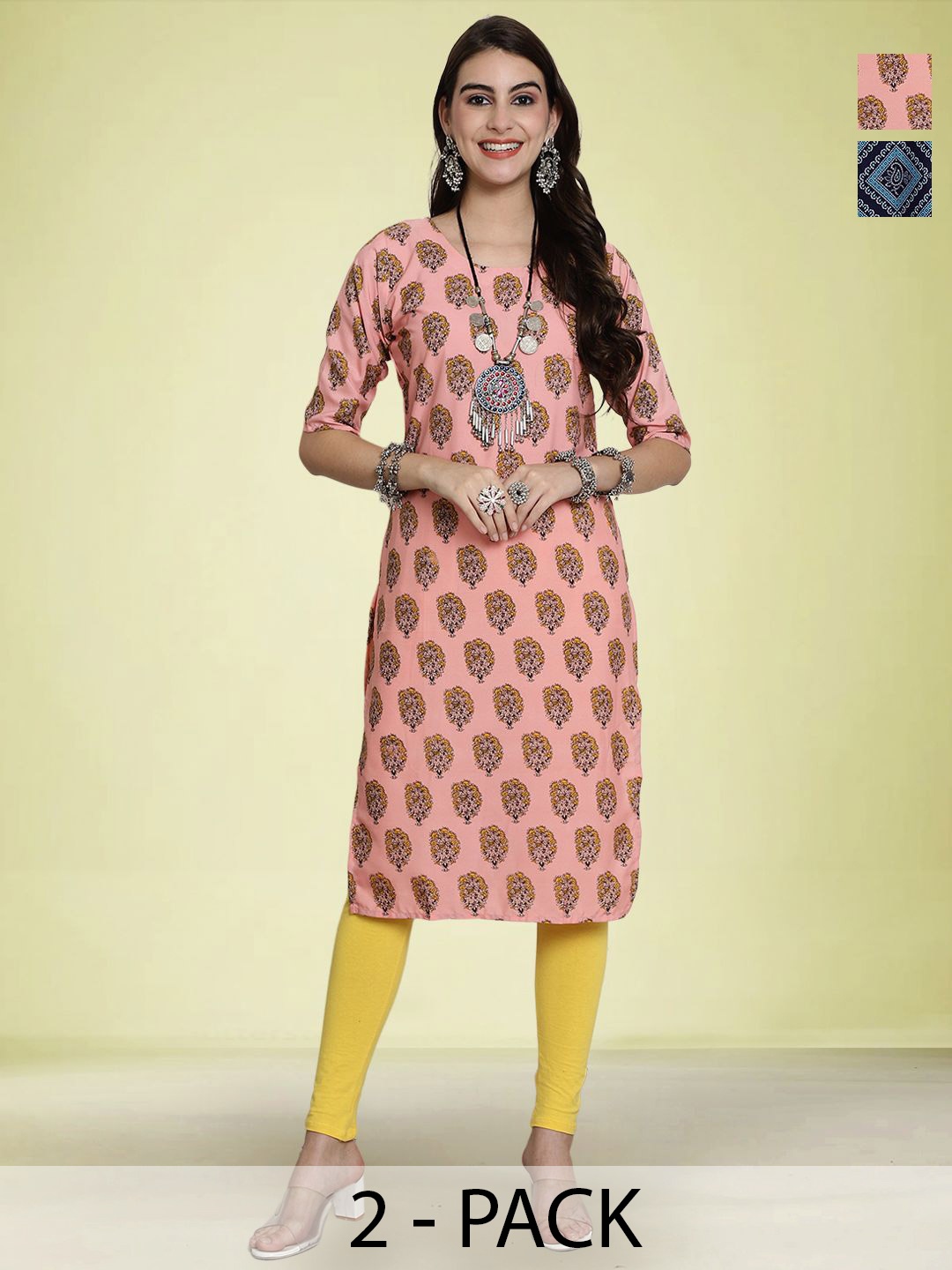 

Moda Rapido Selection Of 2 Floral Printed Kurtas, Pink