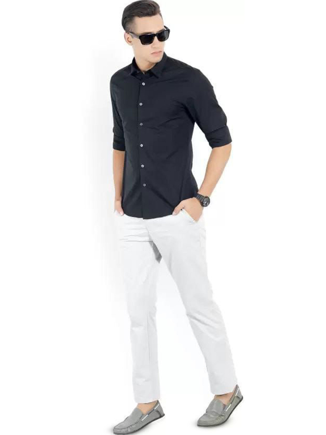 

ISUEL FAB Men Solid India Slim Fit Casual Shirt, Black