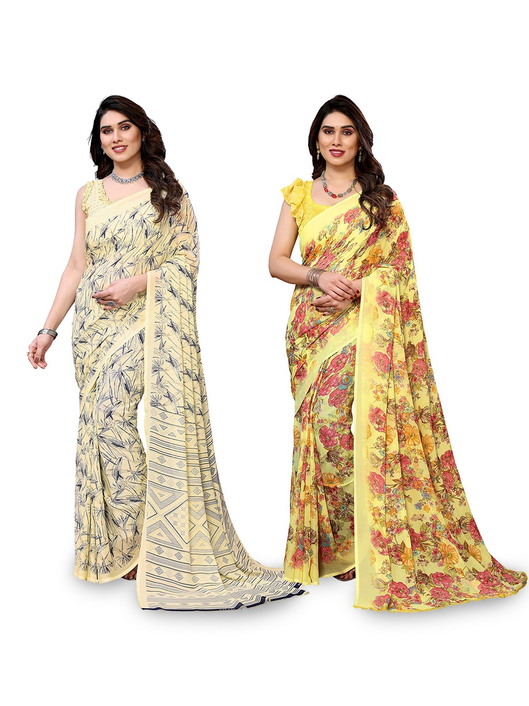 

Moda Rapido Floral Poly Georgette Saree, Yellow