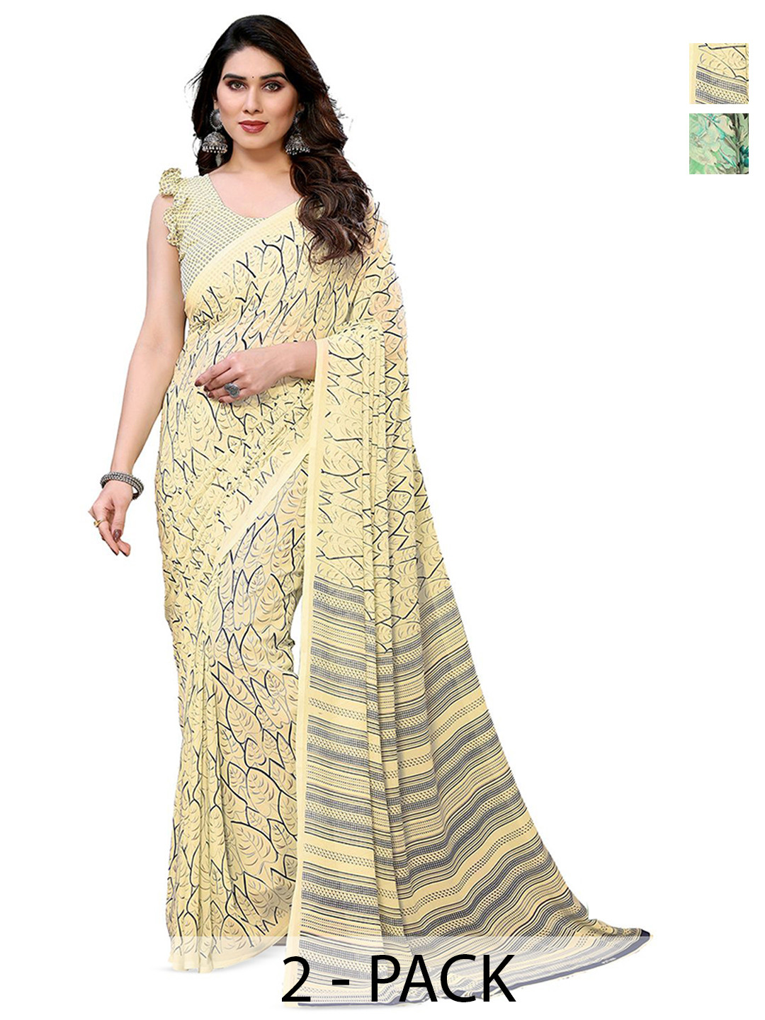 

Moda Rapido Floral Poly Georgette Saree, Green