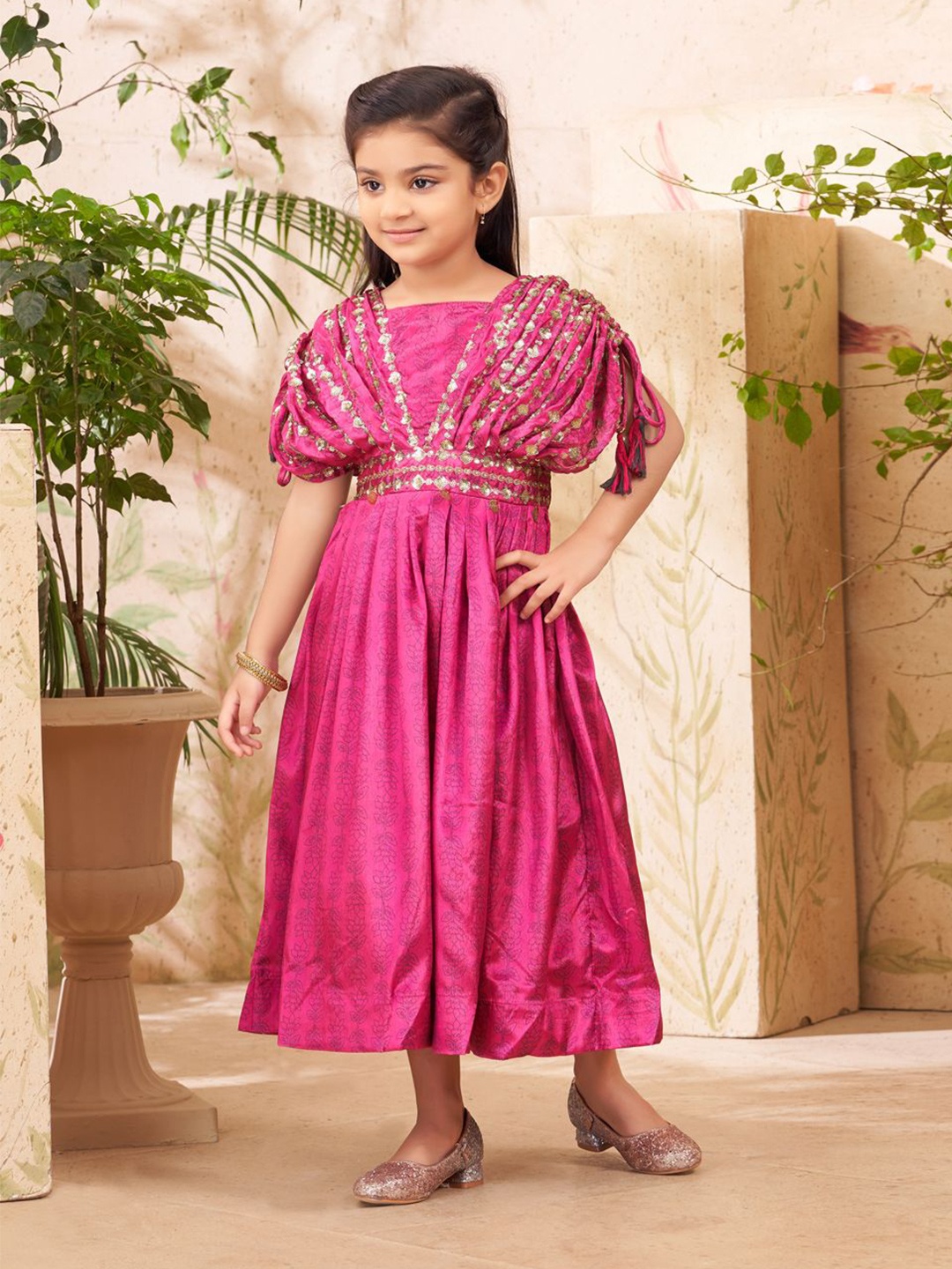 

HERE&NOW Girls Embellished Fit & Flare Dress, Pink