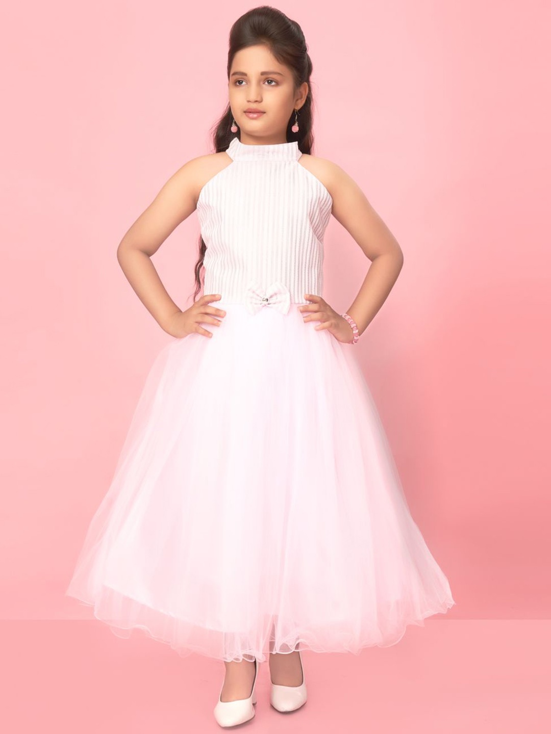 

Sangria Girls Halter Neck Fit & Flared Dress, Pink