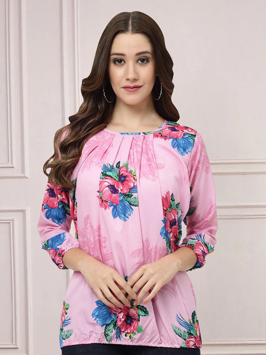 

MISS AYSE Floral Print Top, Pink