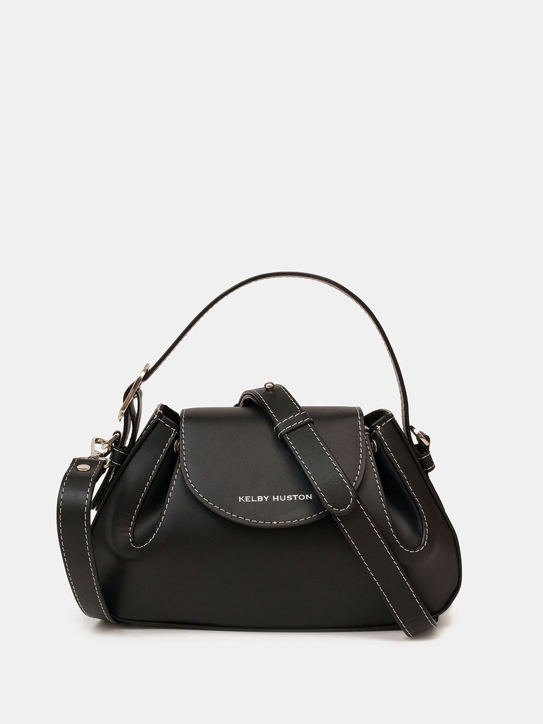 

KELBY HUSTON Leather Structured Handheld Bag, Black