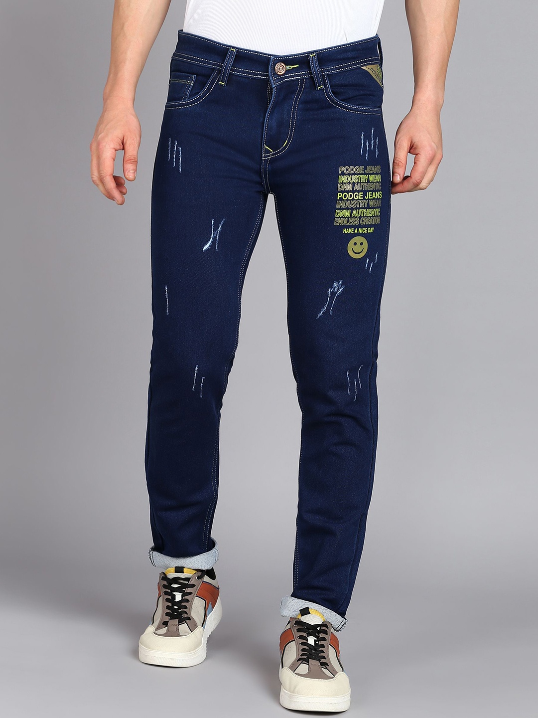 

Podge Men Printed Slim Fit Jeans, Blue