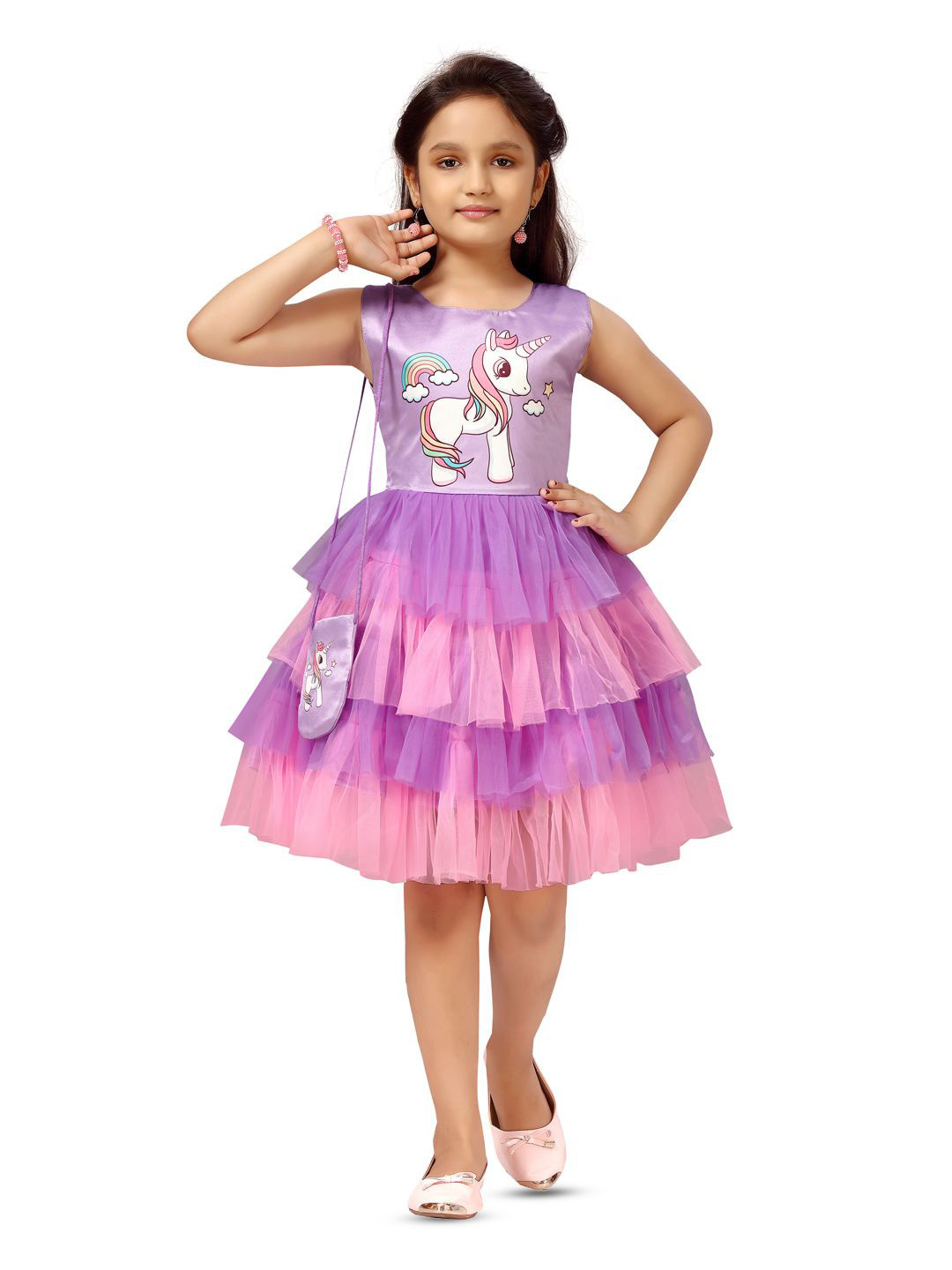 

HERE&NOW Girls Net Fit & Flare Dress, Purple