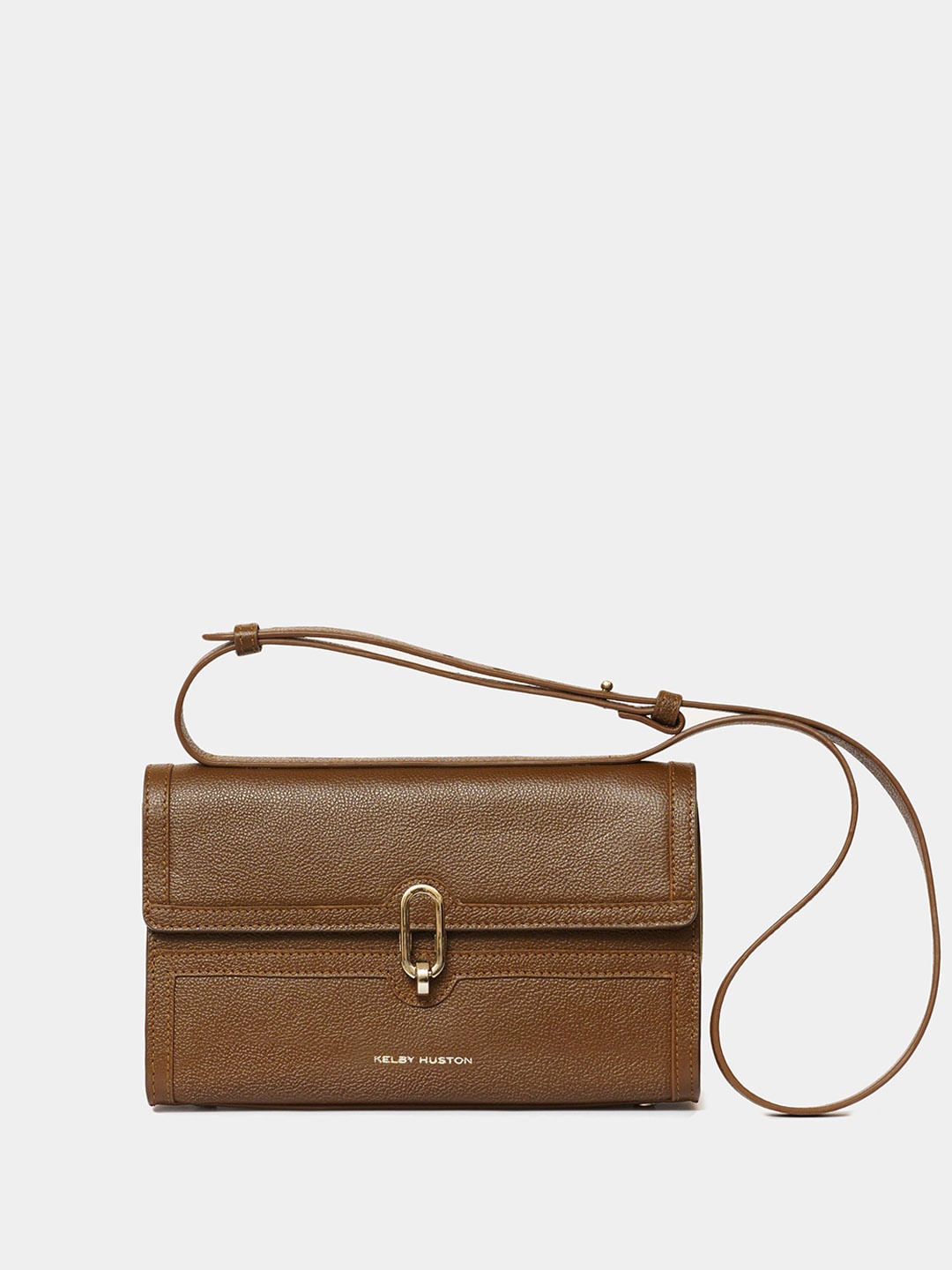 

KELBY HUSTON Textured Leather Swagger Shoulder Bag, Brown