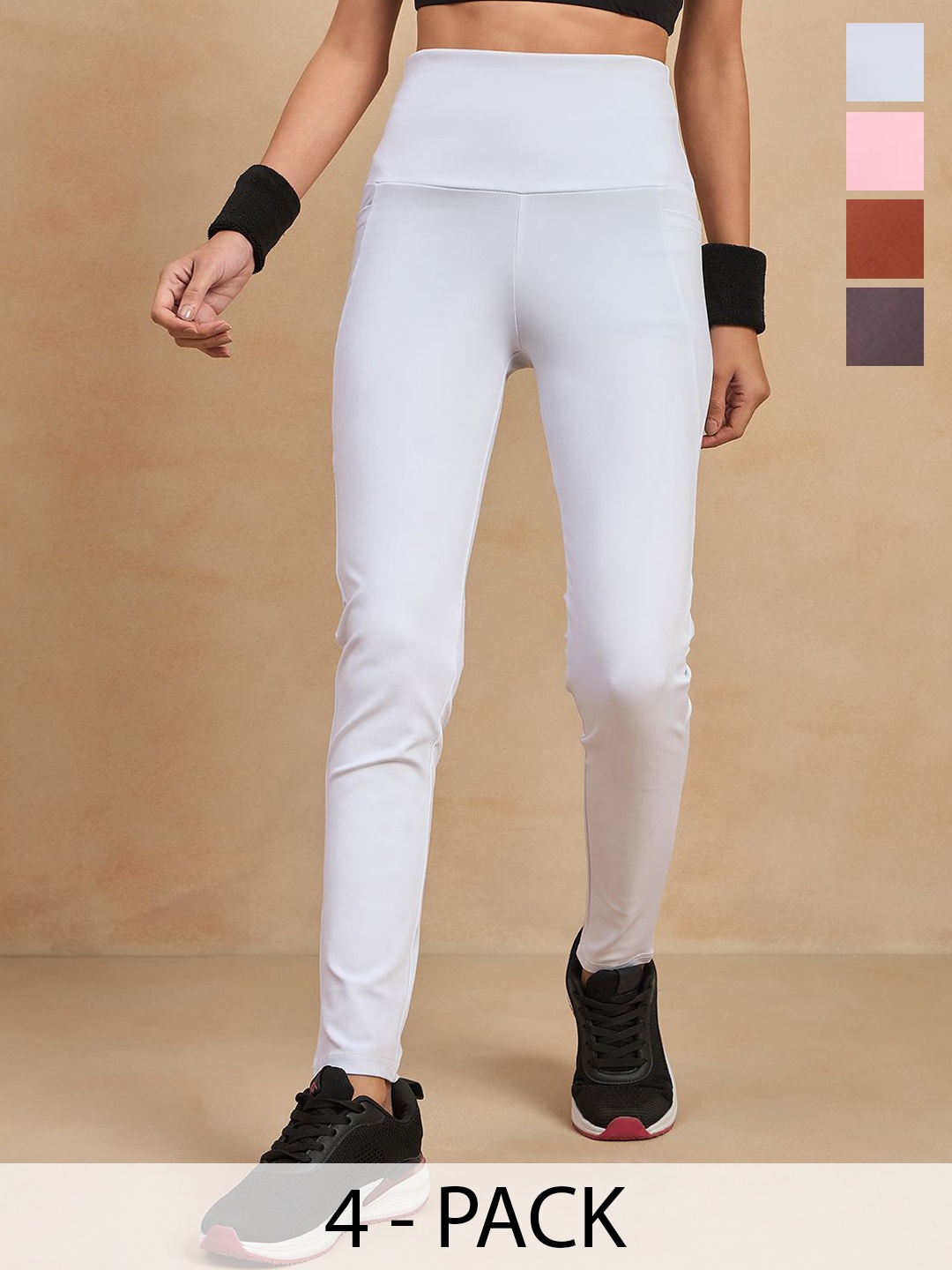 

COLOR CAPITAL Women Pack of 4 Antimicrobial Tights, White