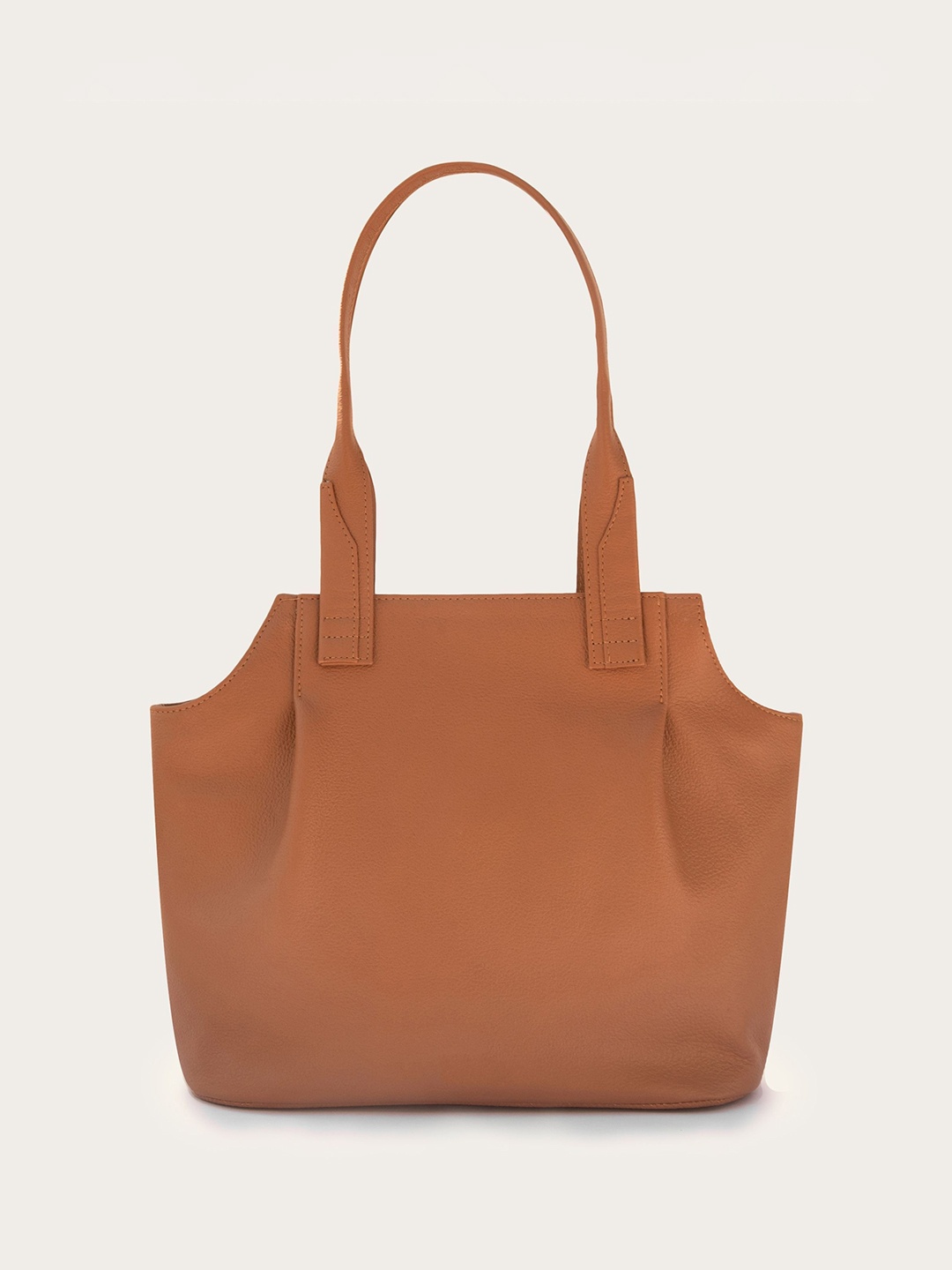 

KELBY HUSTON Textured Leather Structured Tote Bag with Tasselled, Tan