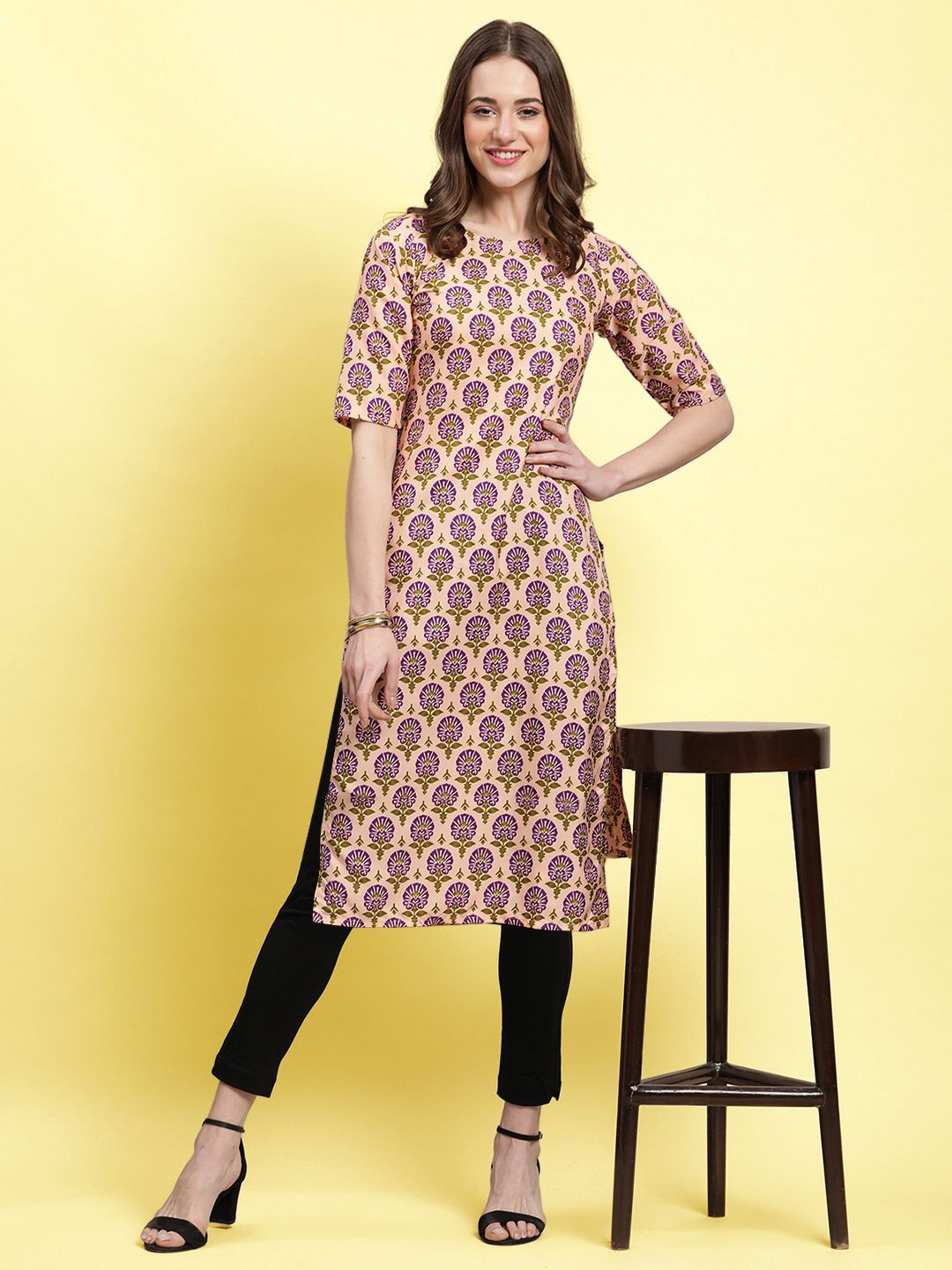 

Moda Rapido Printed Straight Kurta, Beige