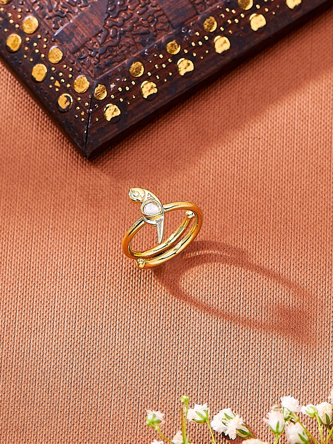 

Nipura 925 Sterling Silver Gold-Plated Cubic Zirconia Studded Parrot Shaped Finger Ring