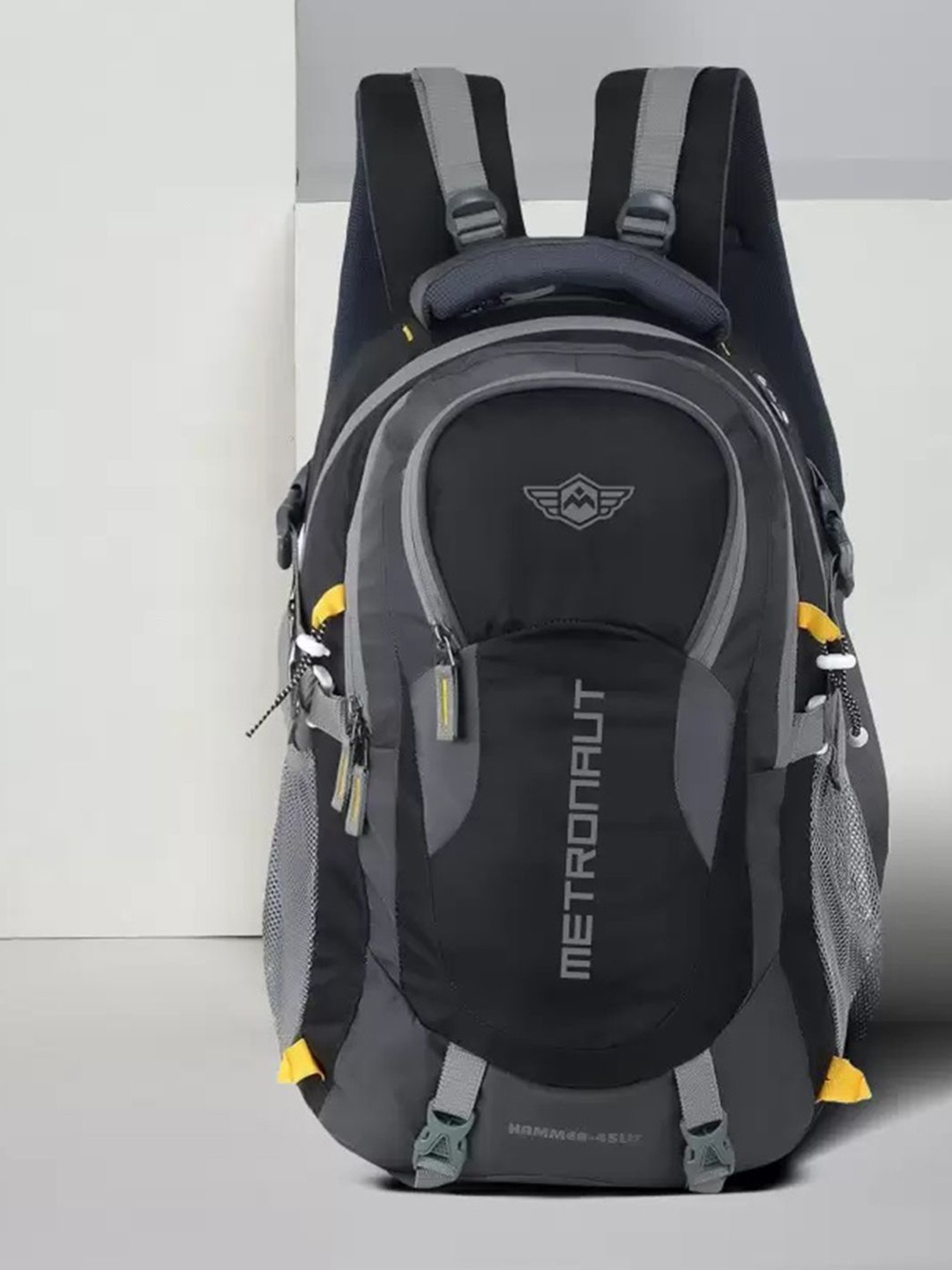 

Metronaut Unisex Brand Logo Printed Backpack with Compression Straps, Black