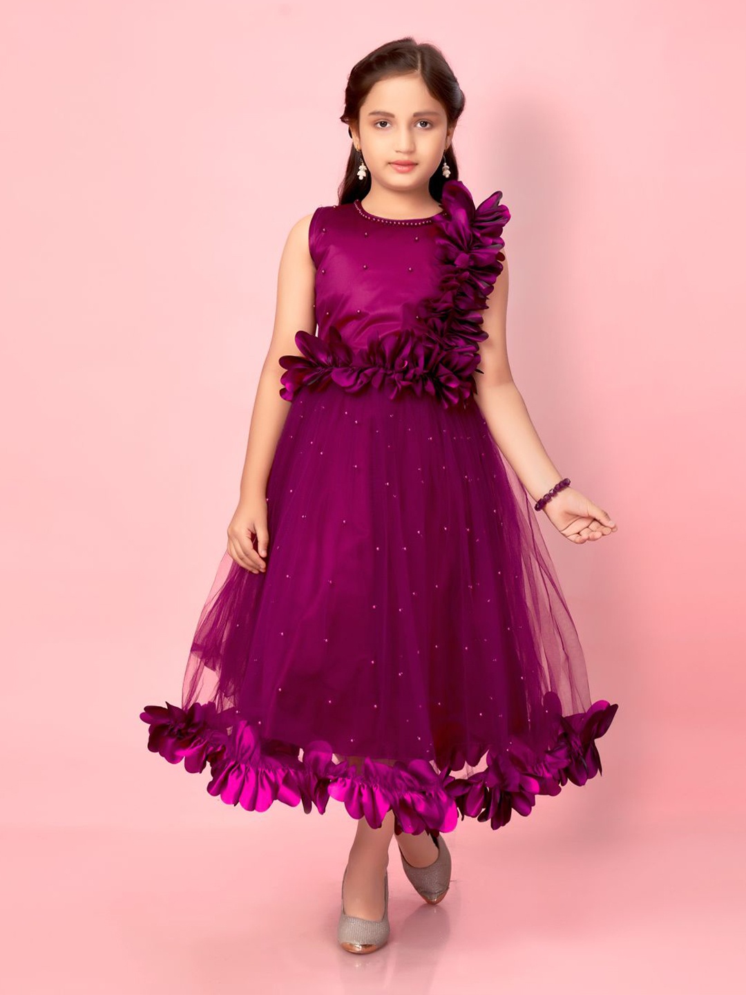 

Sangria Girls Embellished Fit and Flare Dress, Purple