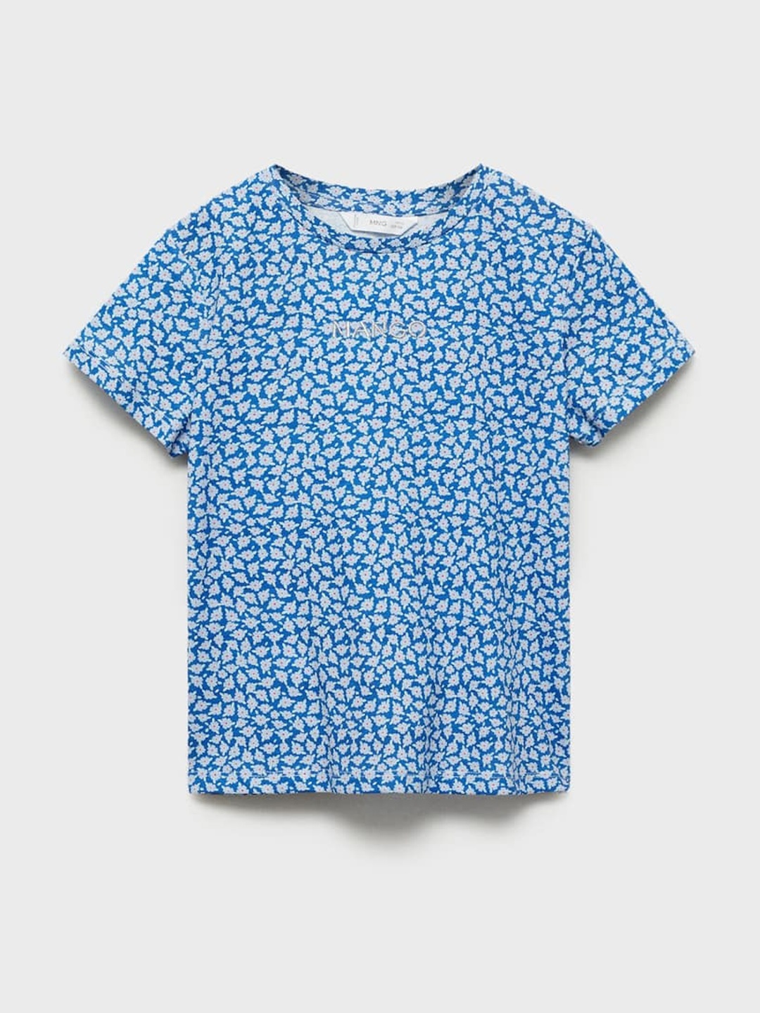

Mango Kids Girls Floral Print Pure Cotton T-shirt, Blue