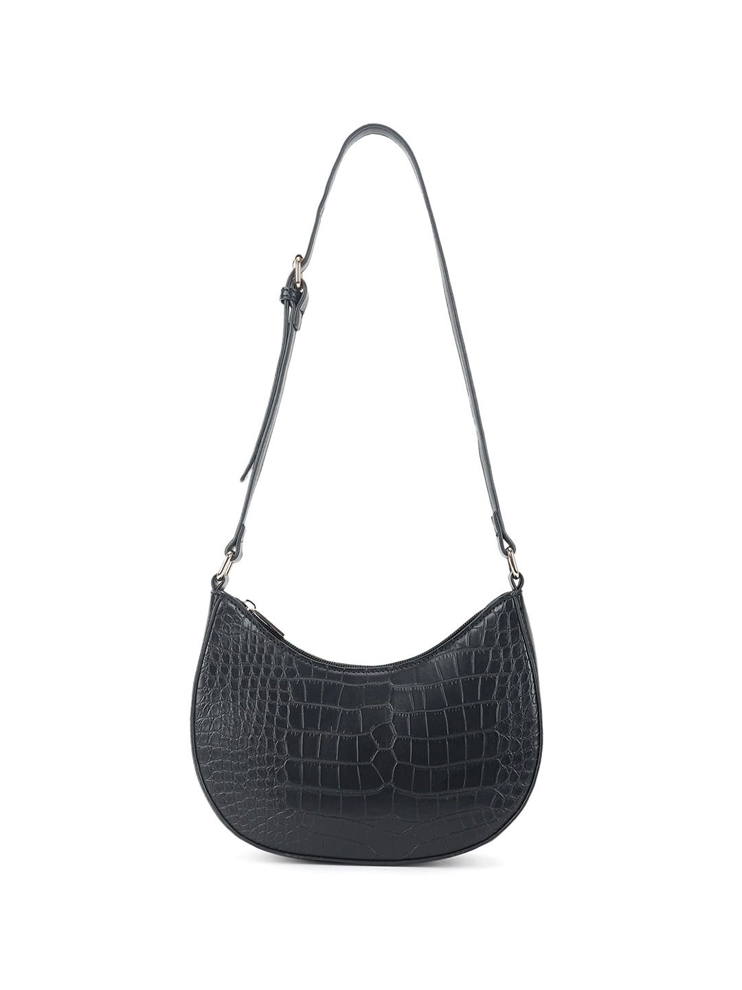 

Fastrack PU Half Moon Shoulder Bag with Tasselled, Black