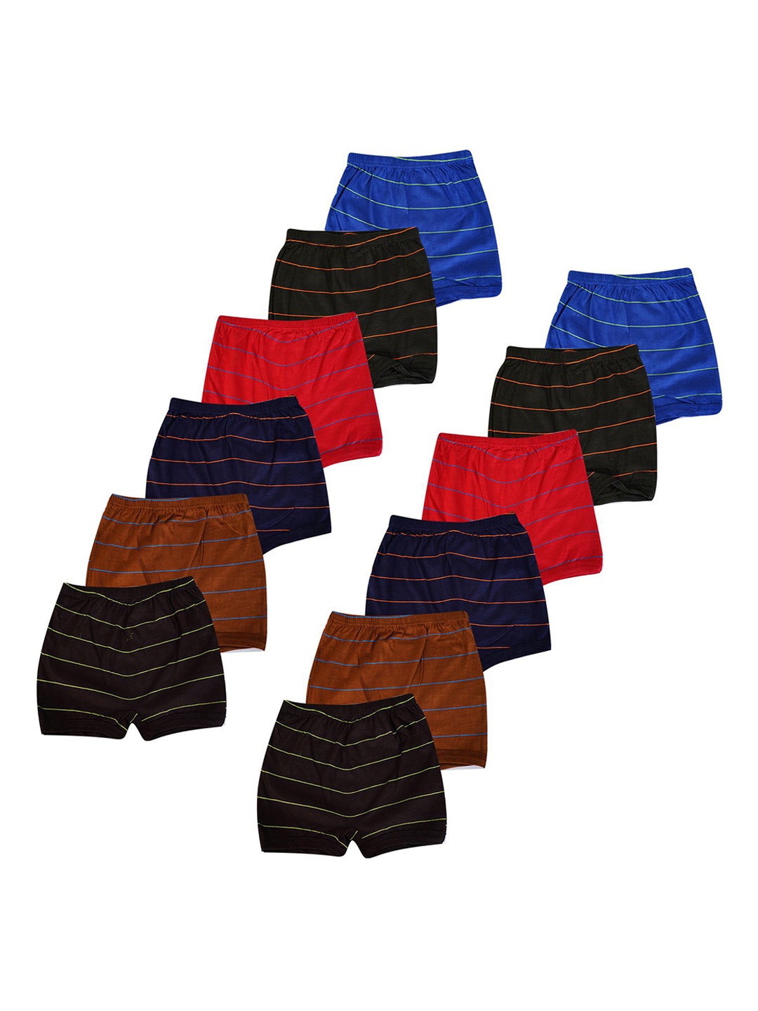 

YELLOWDELIGHT Girls Pack Of 12 Striped Cotton Basic Briefs, Blue