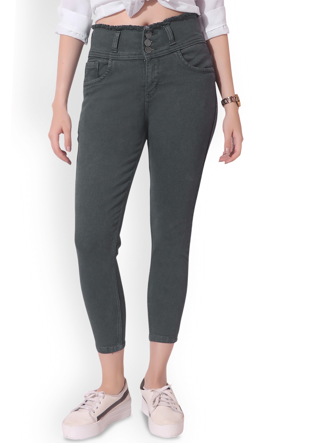 

CEFALU Women Comfort Skinny Fit Stretchable Jeans, Grey