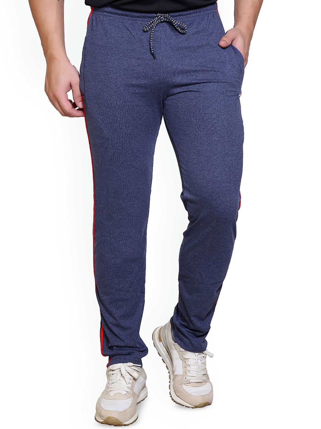 

STARFOX Men Slim-Fit Solid Trackpant with Striped Details, Blue