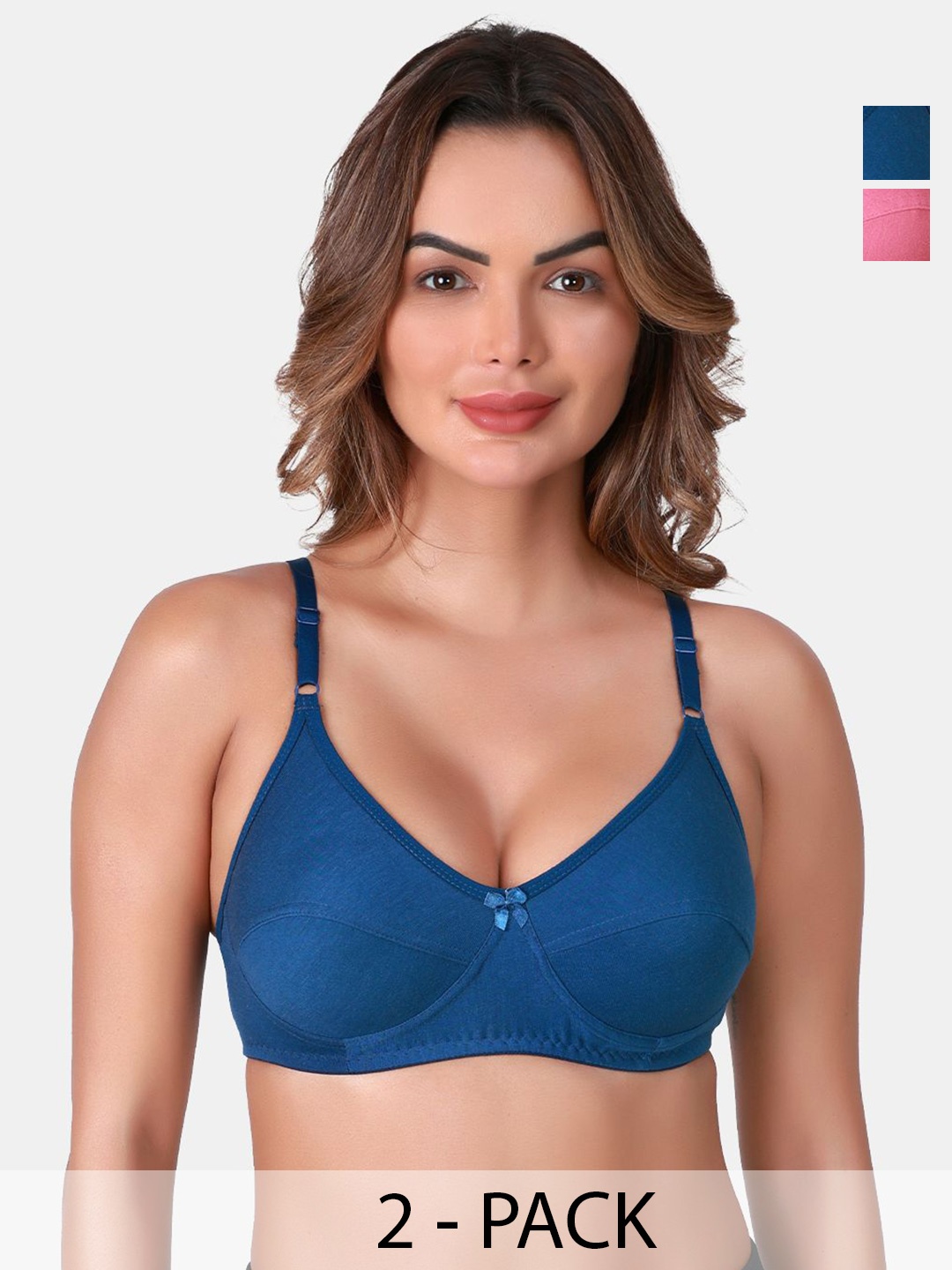 

SKDREAMS Full Coverage Seamed Bra pack of 2, Pink