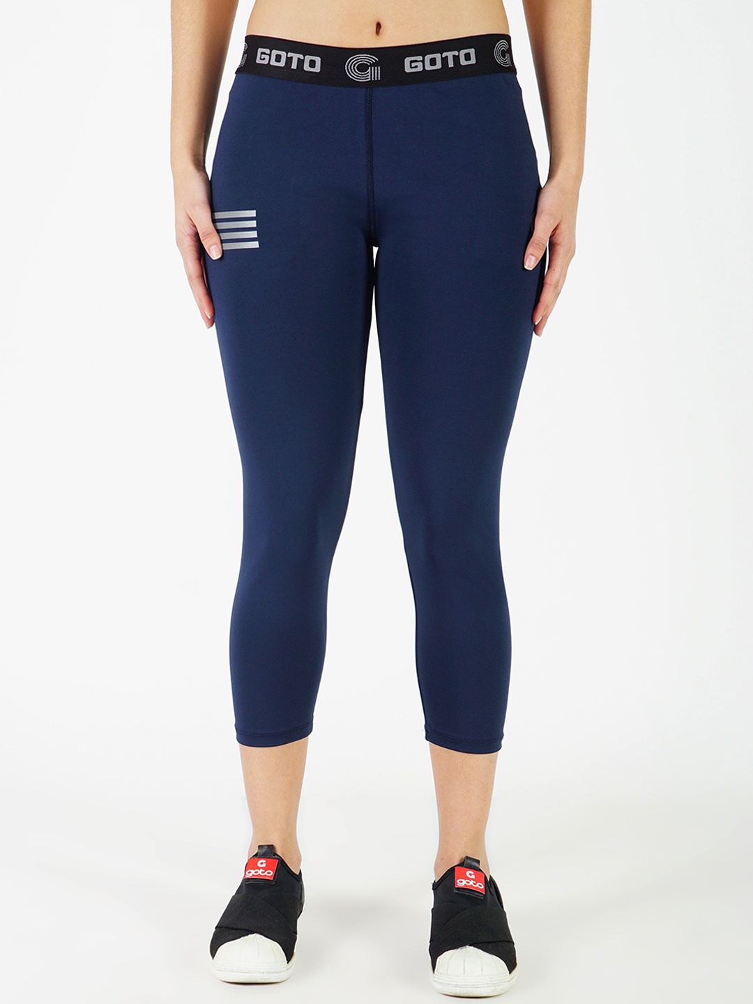 

GOTO Women High-Rise Dry-Fit Ankle-Length Tights, Blue