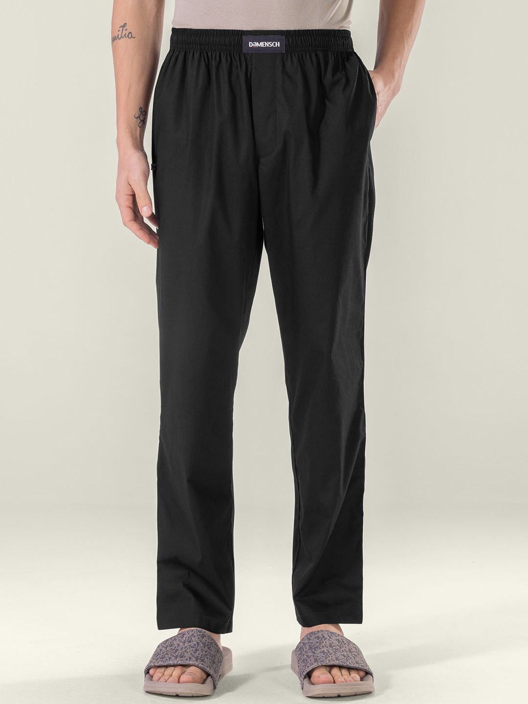 

DAMENSCH BREEEZE Men Cotton Ultra Light Relaxed Fit Lounge Pant, Black