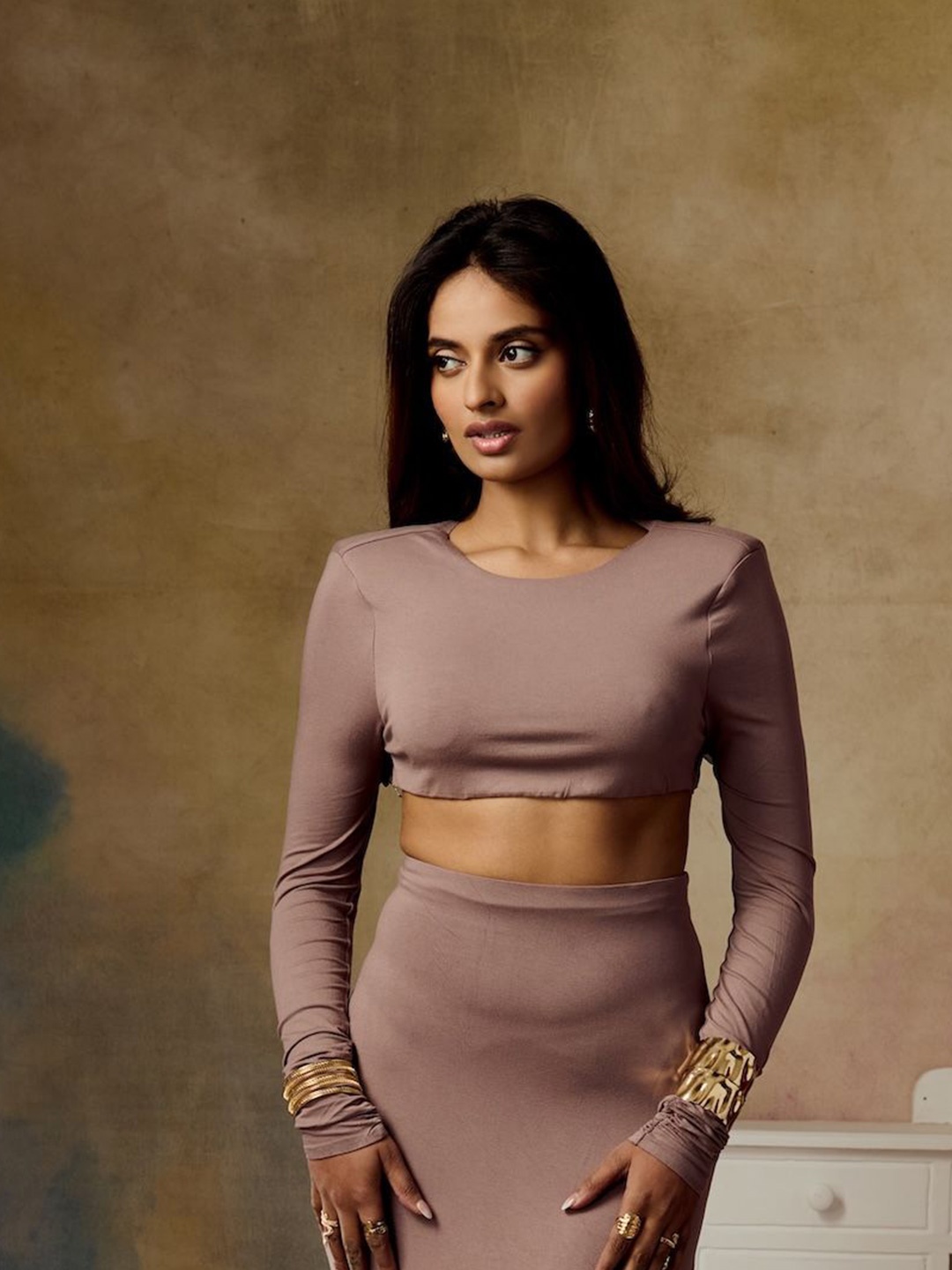 

Lea Clothing Co. Embellished Crop Top, Taupe
